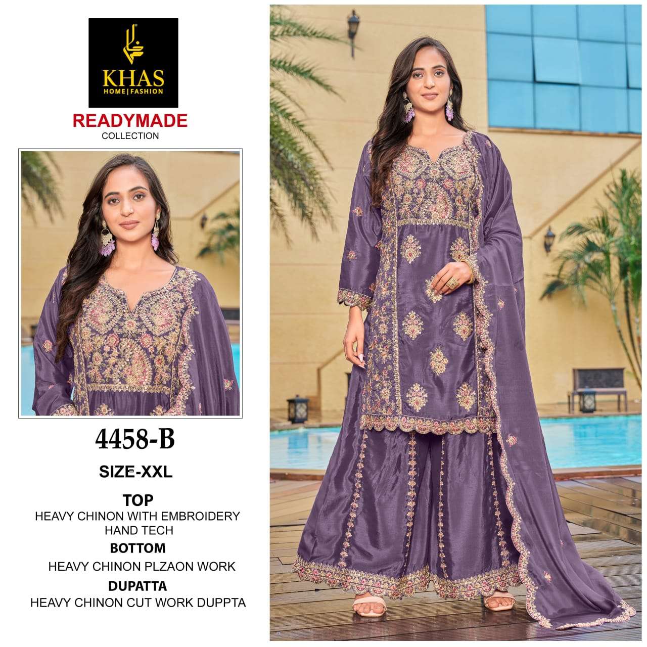 KHAS FASHION D NO 4458 HEAVY EMBROIDERY DESIGNER READY MADE PAKISTANI SUIT