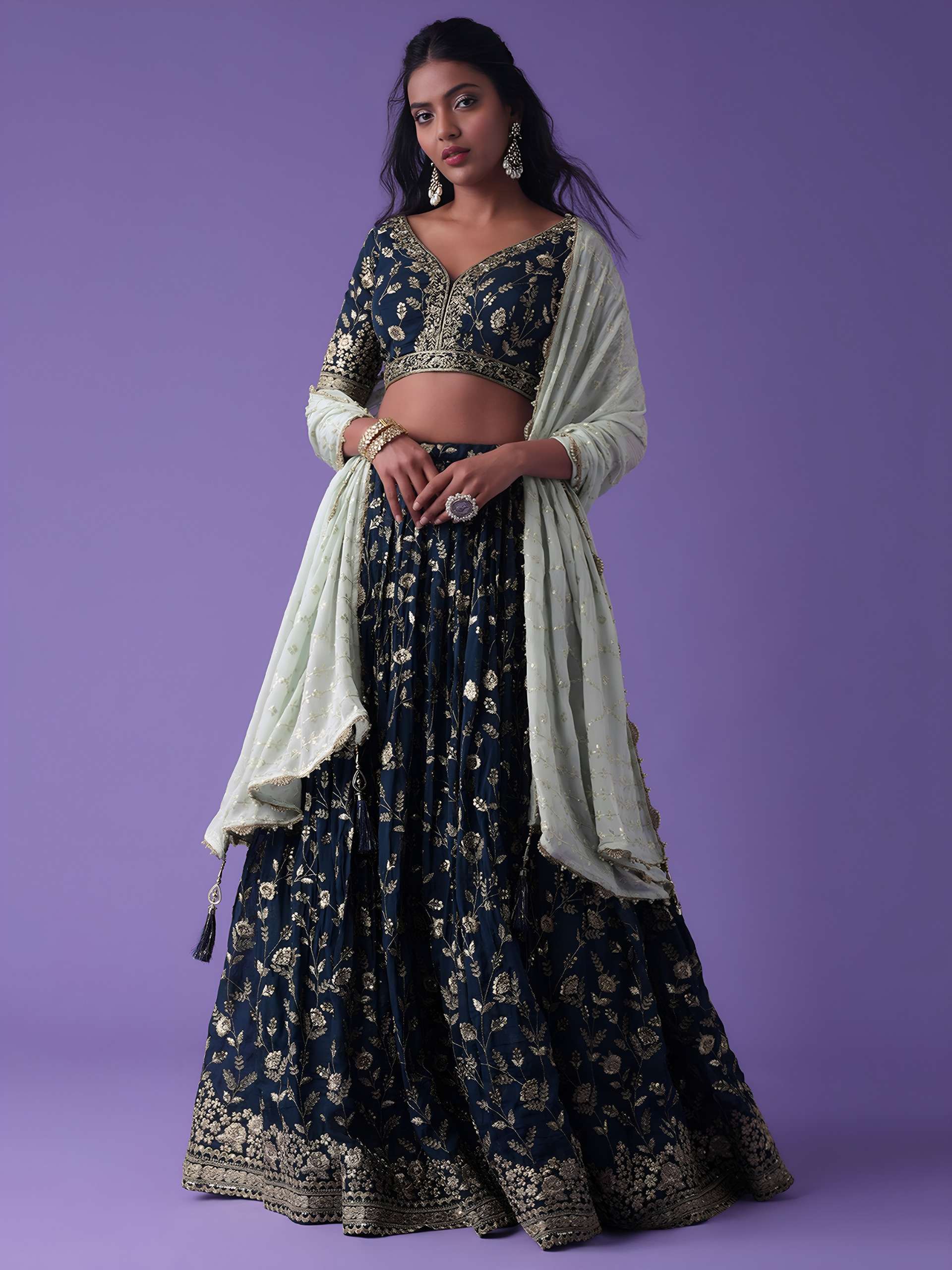 MF CODE 5099 BLUE SHADE HEAVY ELEGANT LOOK DESIGNER LEHENGA 