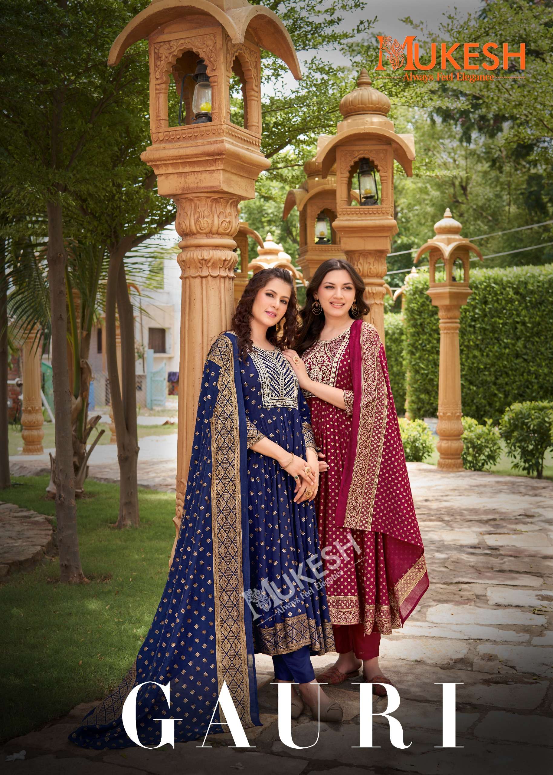 MUKESH GAURI RAYON SEQUENCE EMBROIDERY DESIGNER GOWN BOTTOM WITH DUPATTA SET