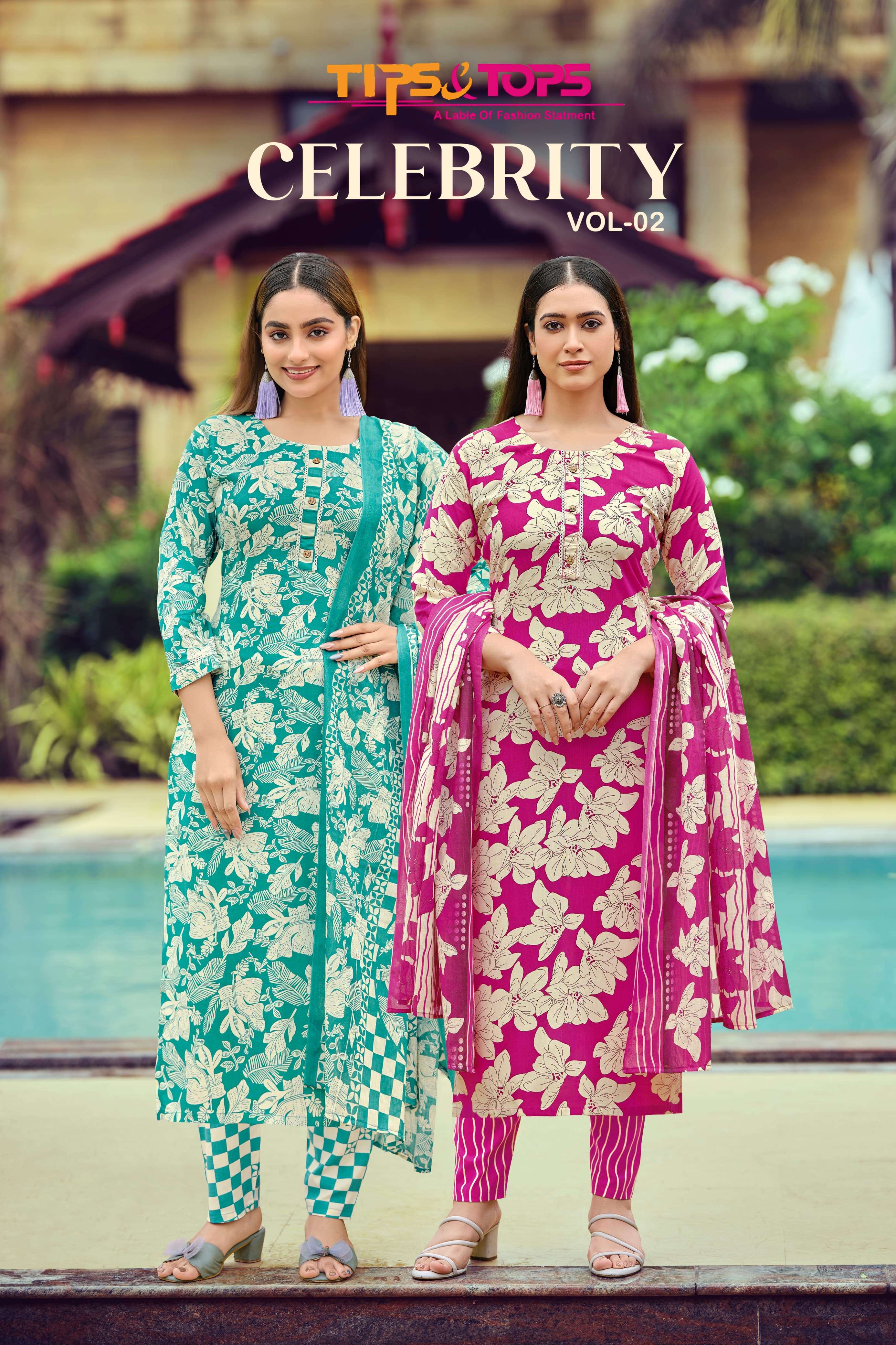 OSSM CELEBRITY VOL 2 RAYON PRINTED FANCY LADIES KURTI COMBO SET 