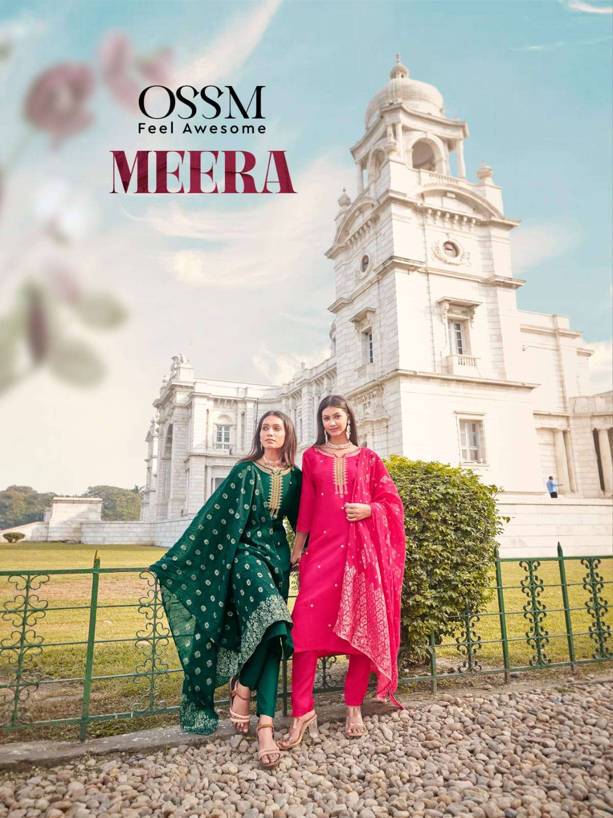OSSM MEERA VISCOSE SILK FANCY EMBROIDERIES WORK KURTI COMBO SET 