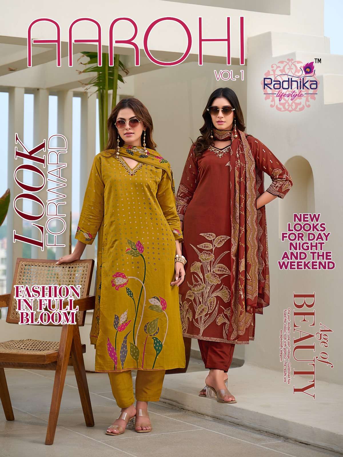 RADHIKA LIFESTYLE AAROHI VOL 1 MODAL FABRIC FANCY DESIGNER WORK KURTI COMBO SET 