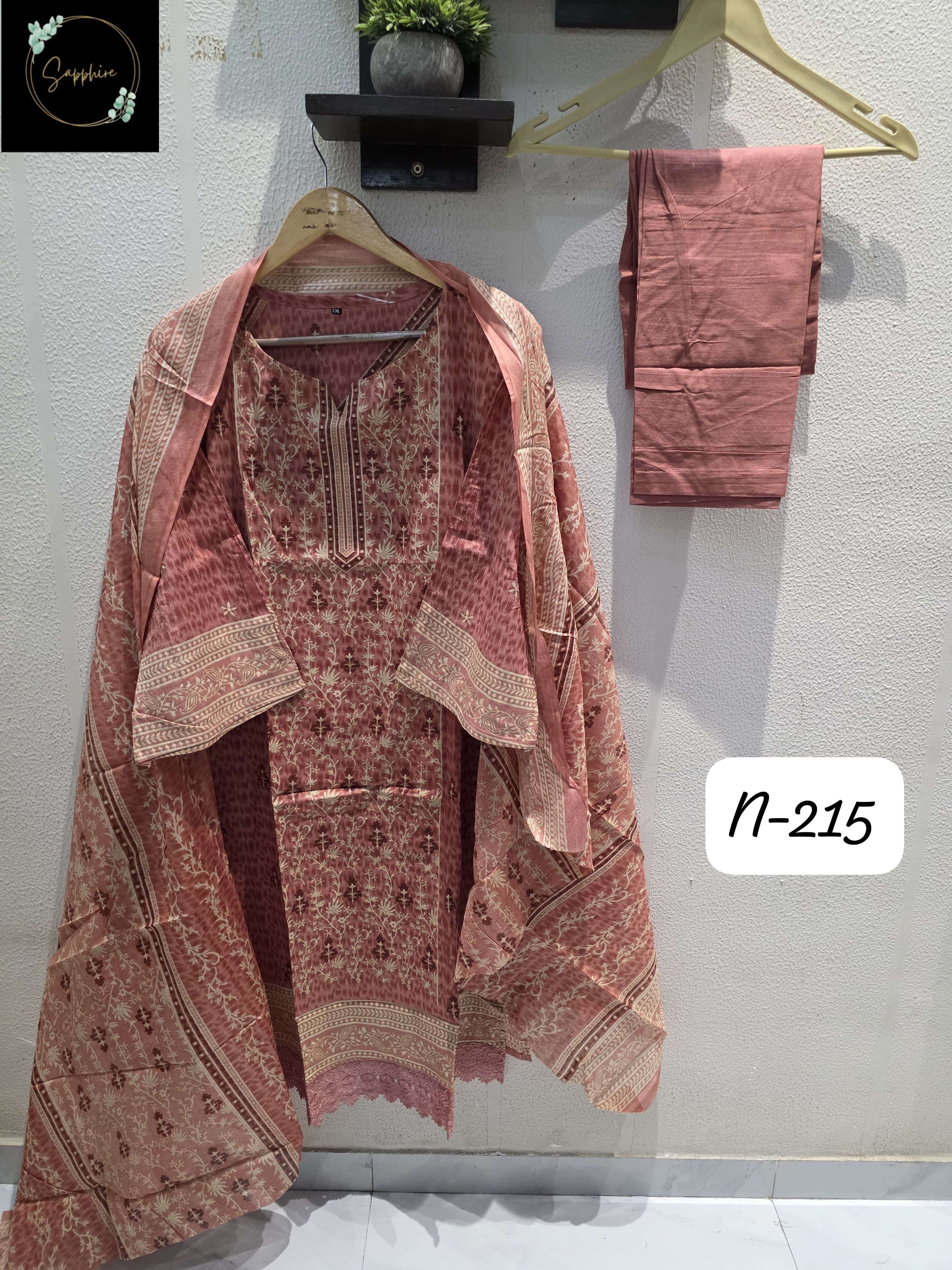 SAPPHIRE AGHA NOORAIN N 215 LAWN COTTON FANCY EMBROIDERY WORK PAKISTANI SUIT