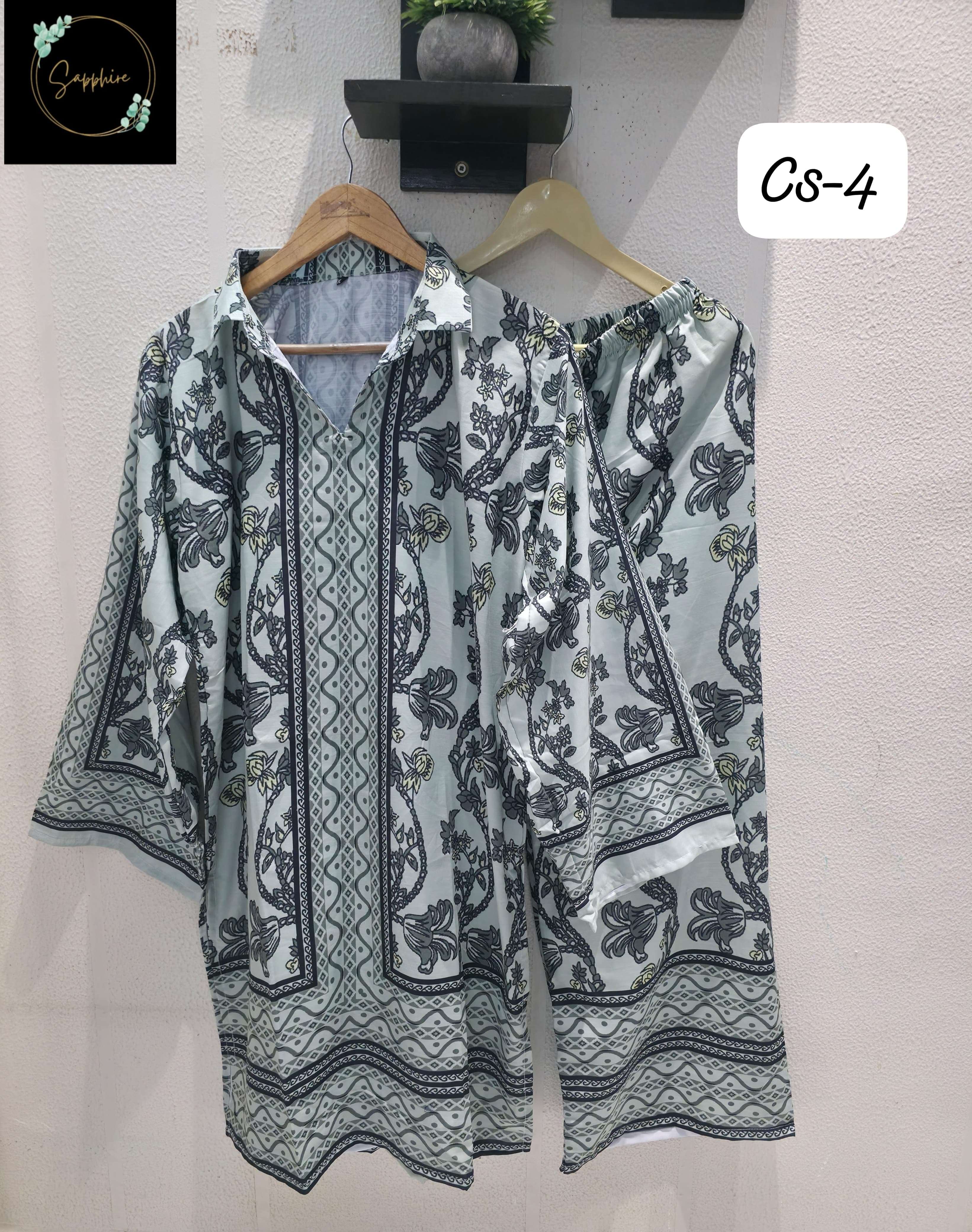 SAPPHIRE CORD SET VOL 4 RAYON DIGITAL PRINT FANCY PAKISTANI KURTI WITH BOTTOM PAIR 