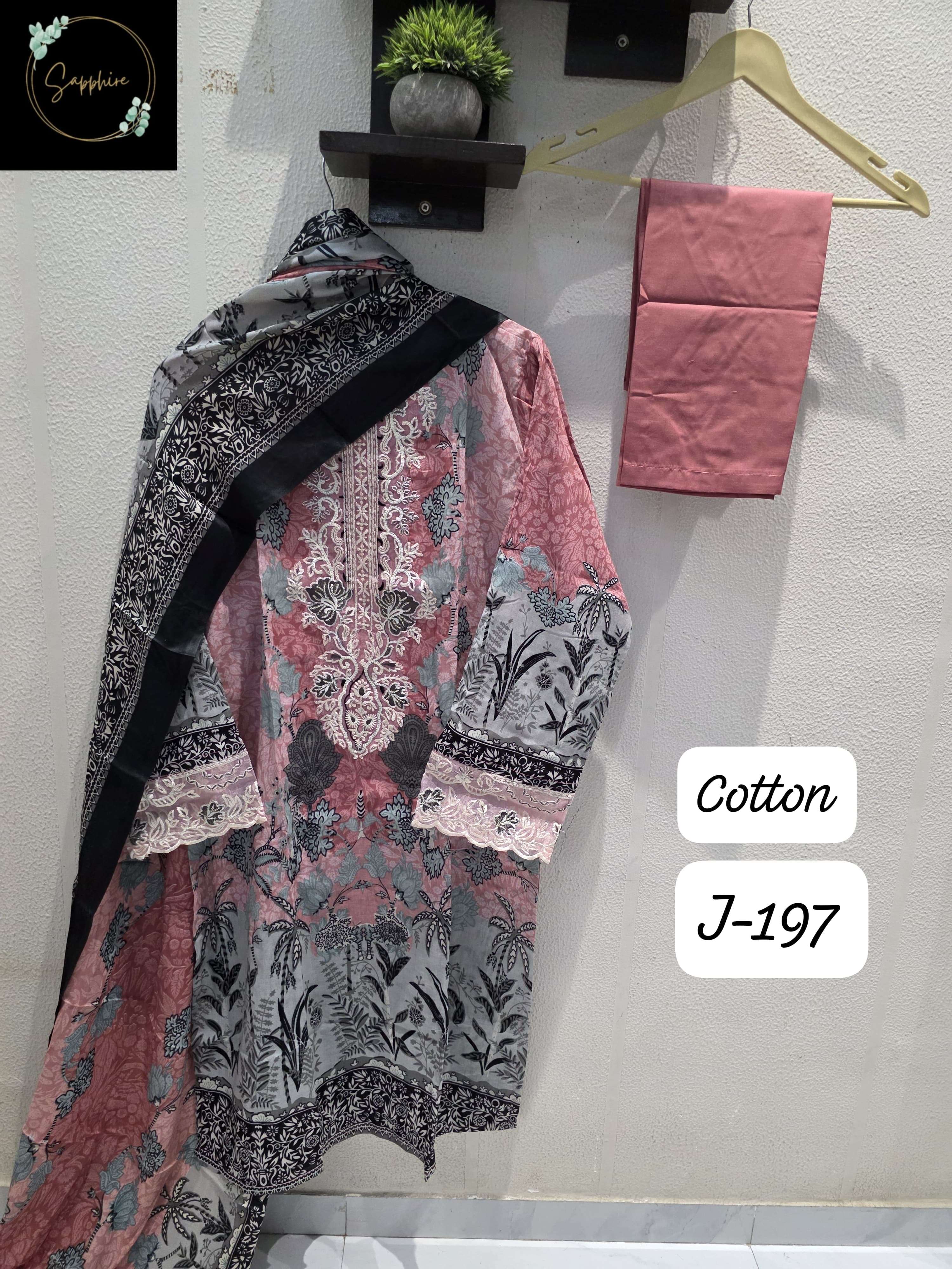 SAPPHIRE JAZMIN VOL 197 LAWN COTTON FANCY WORK READY MADE SALWAR KAMEEZ 