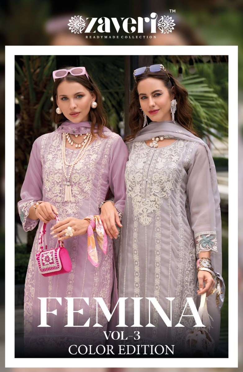 ZAVERI WOMAN BEAUTY FEMINA VOL 3 ORGANZA FANCY DESIGNER LADIES SUIT