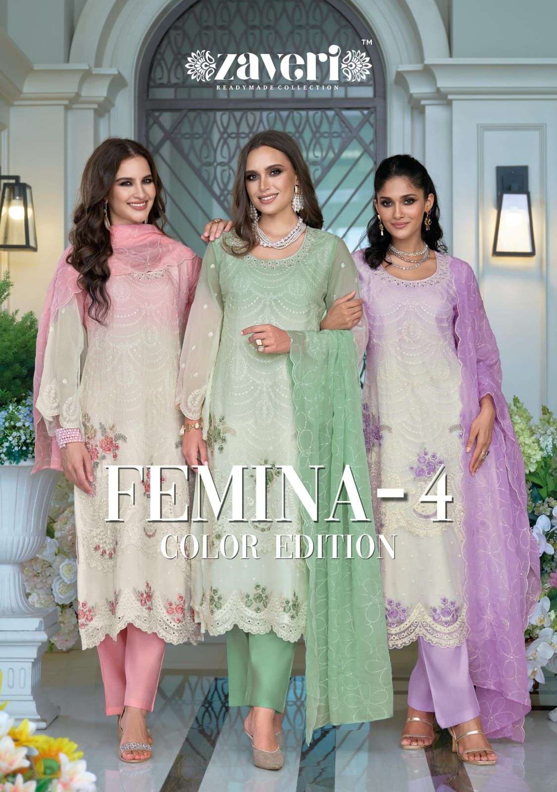 ZAVERI WOMAN BEAUTY FEMINA VOL 4 ORGANZA SILK FANCY DESIGNER LADIES READY MADE SUIT
