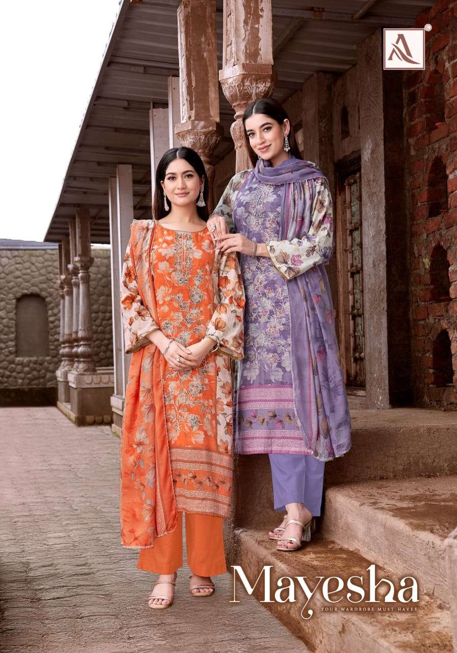 ALOK SUITS MAYESHA COTTON PRINT WITH FANCY EMBROIDERY WORK SUITS 