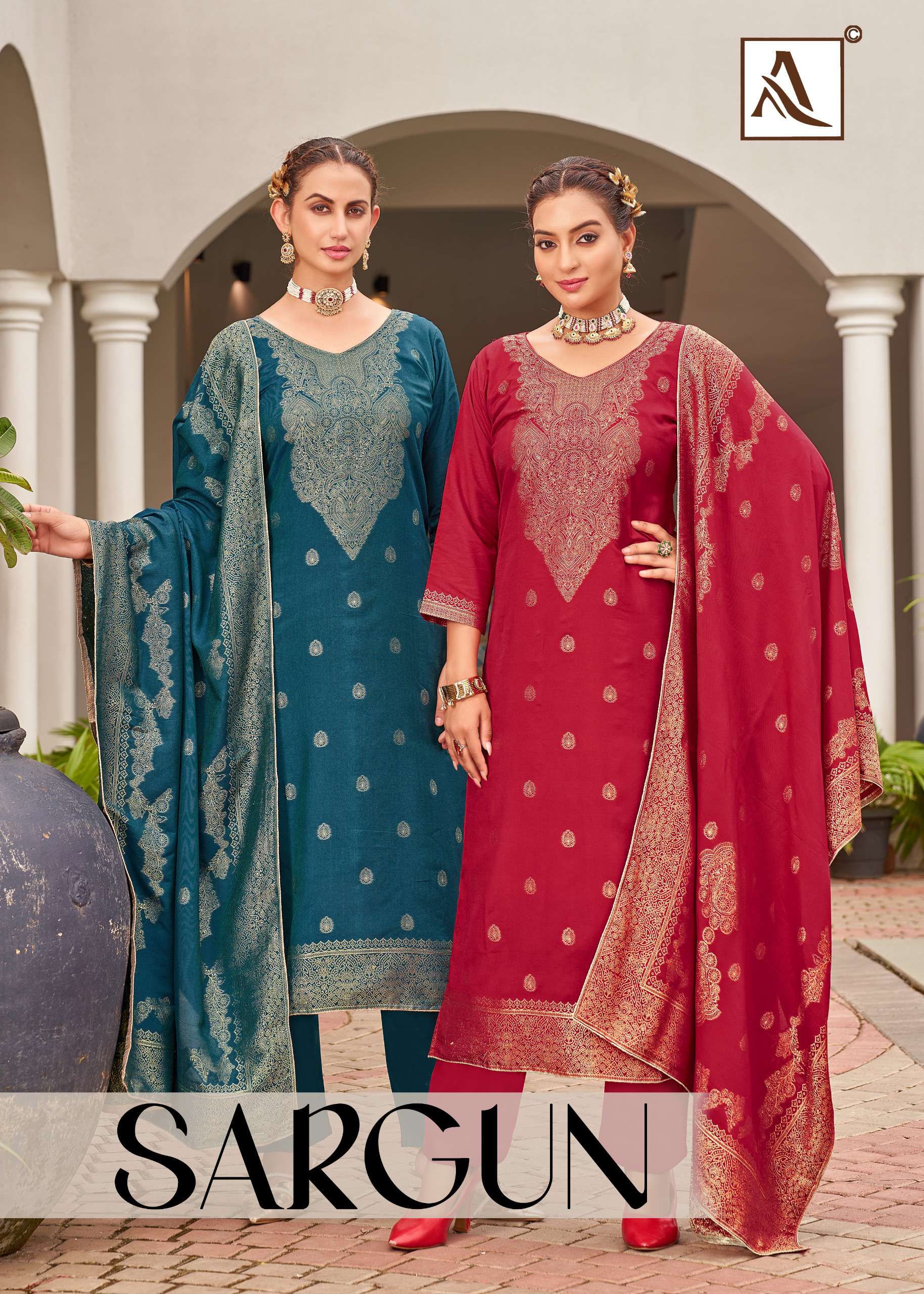 ALOK SUITS SARGUN MUSLIN JACQUARD DESIGNER WORK LADIES SUIT 