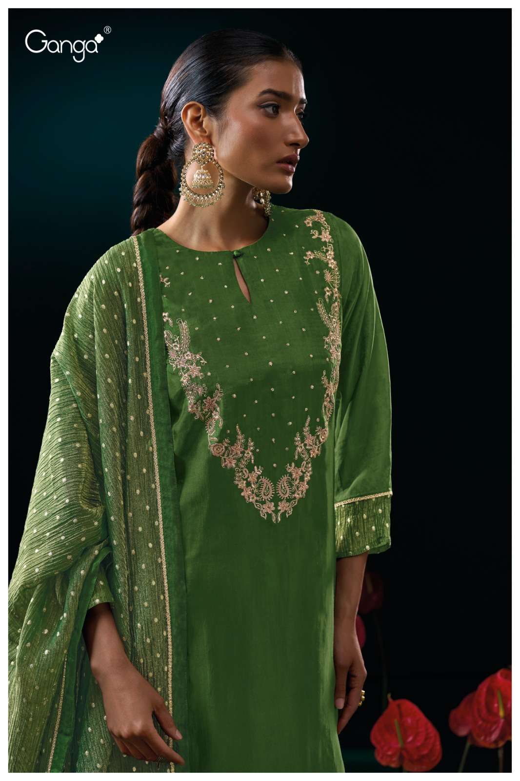 GANGA LILLIAS 3169 SILK FANCY EMBROIDERY DESIGNER WORK LADIES SUIT
