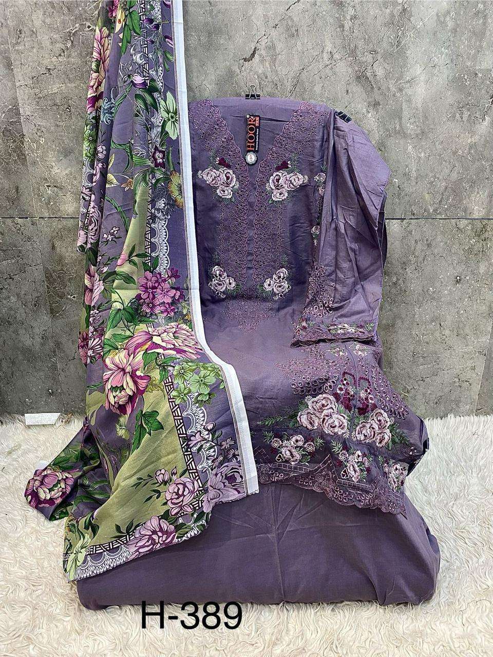 HOOR TEX H 389 COTTON EMBROIDERY DESIGNER WORK PAKISTANI SUIT