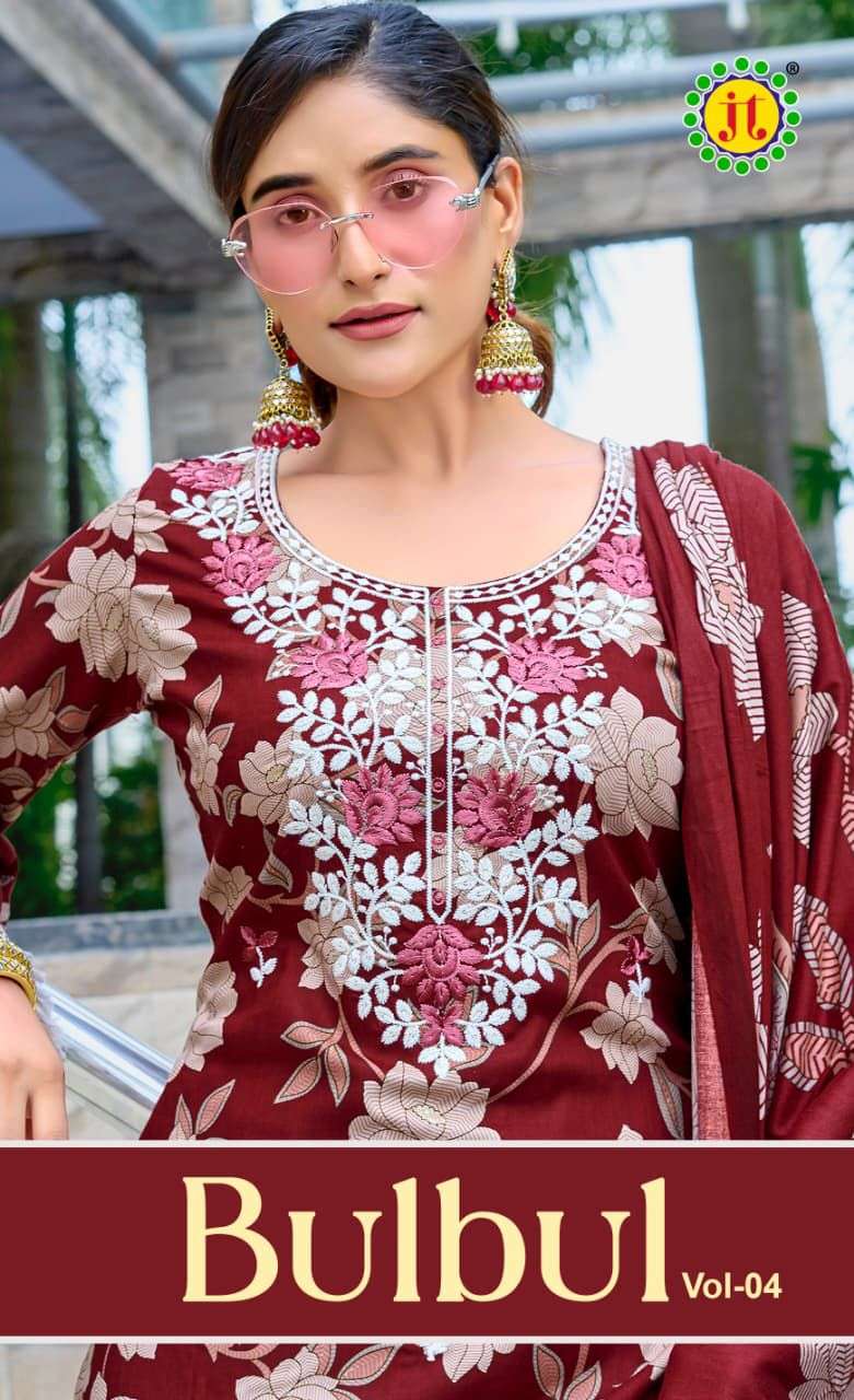 JT BULBUL VOL 4 RAYON PREMIUM WORKS LADIES SALWAR SUIT