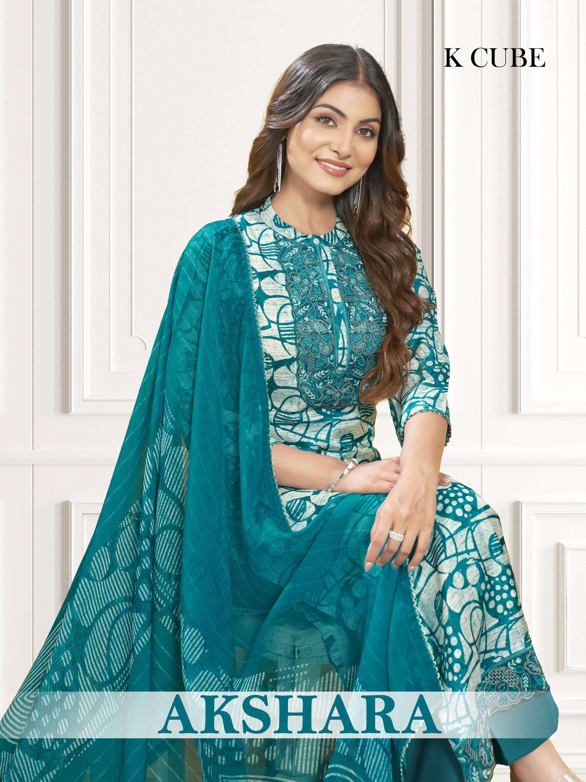 K CUBE AKSHARA MUSLIN DIGITAL PRINT WITH DESIGNER WORK SUIT