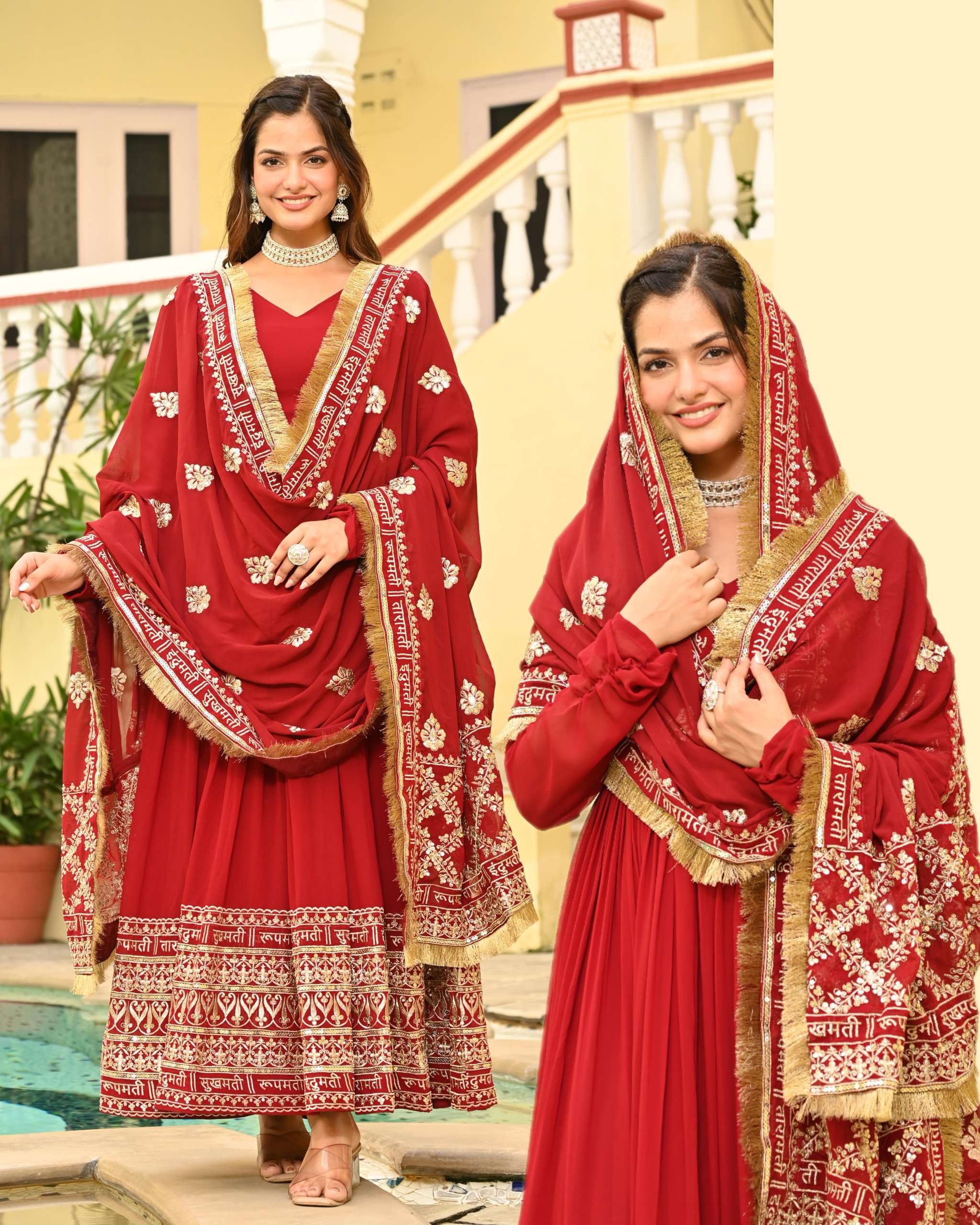 KA 1207 GEORGETTE SEQUENCE DESIGNER LONG ANARKALI GOWN WITH DUPATTA 