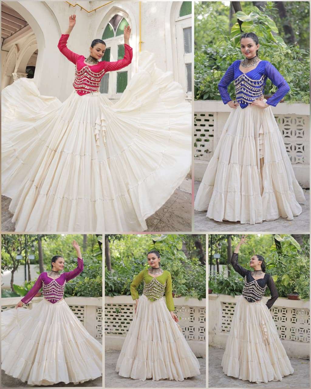 KA 5048 COTTON LEHRIYA PRINT MIRROR WORK NAVRATRI WEAR TOP WITH CHANIYA COLLECTION 