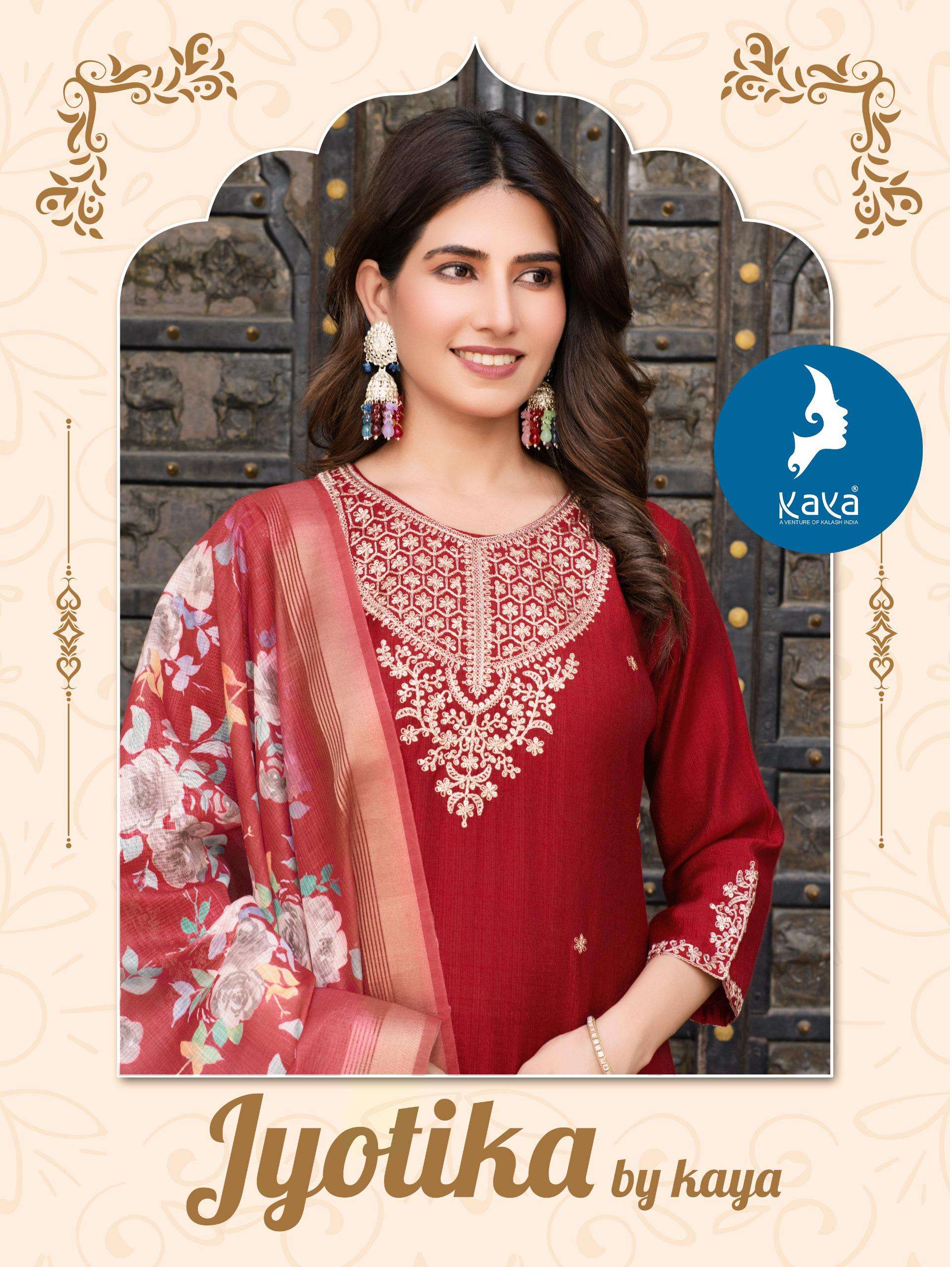 KAYA JYOTIKA SILK FANCY EMBROIDERIES WORK LADIES KURTI COMBO SET 