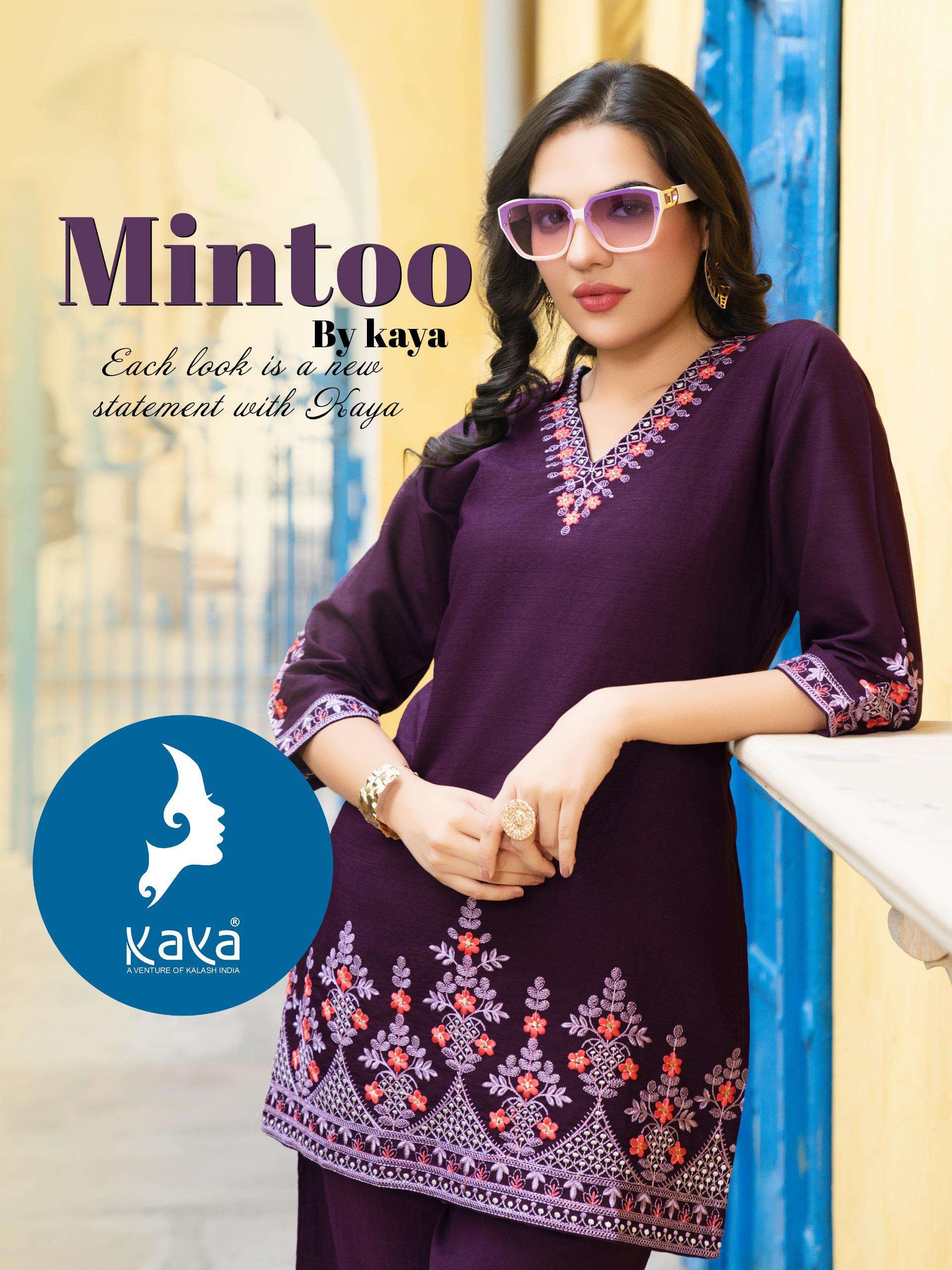  KAYA MINTOO FANCY WORKS LADIES KURTI WITH BOTTOM PAIR 