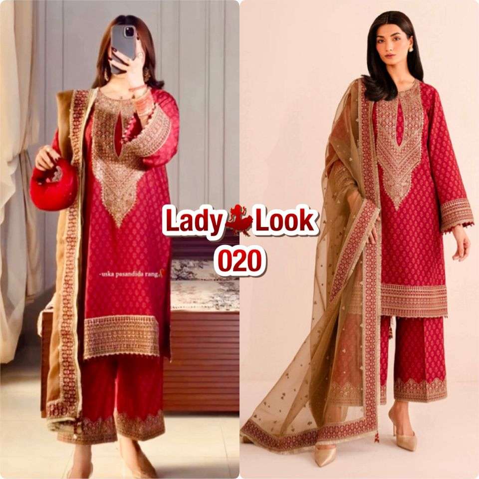 LADY LOOK 020 SILK DESIGNER READY MADE PAKISTANI STYLE SUIT