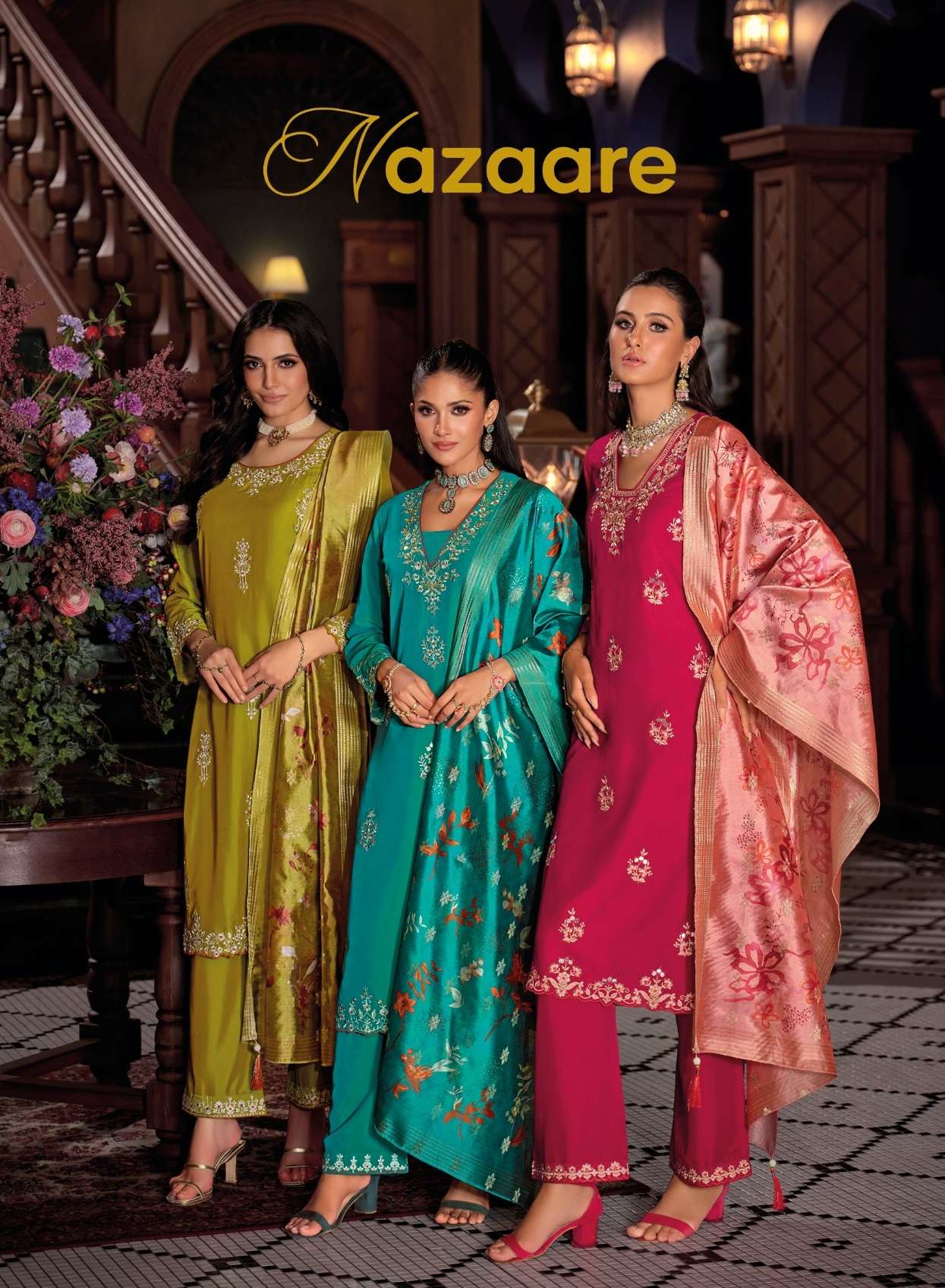 LILY AND LALI NAZAARE VISCOSE SILK BEAUTIFUL EMBROIDERY DESIGNER LADIES SUIT