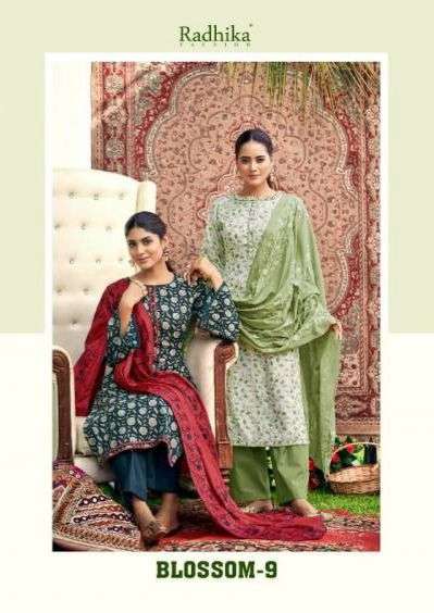 RADHIKA FASHION AZARA BLOSSOM VOL 9 COTTON PRINT WITH FANCY WORK SUIT