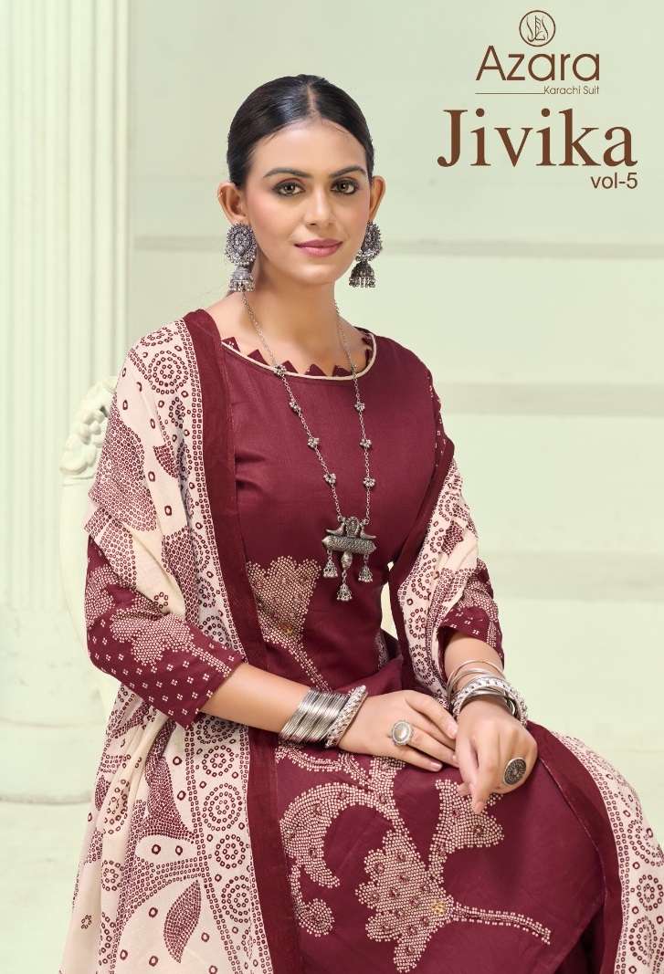 RADHIKA FASHION AZARA JIVIKA VOL 5 JAM COTTON PRINT WITH FANCY WORK SUIT
