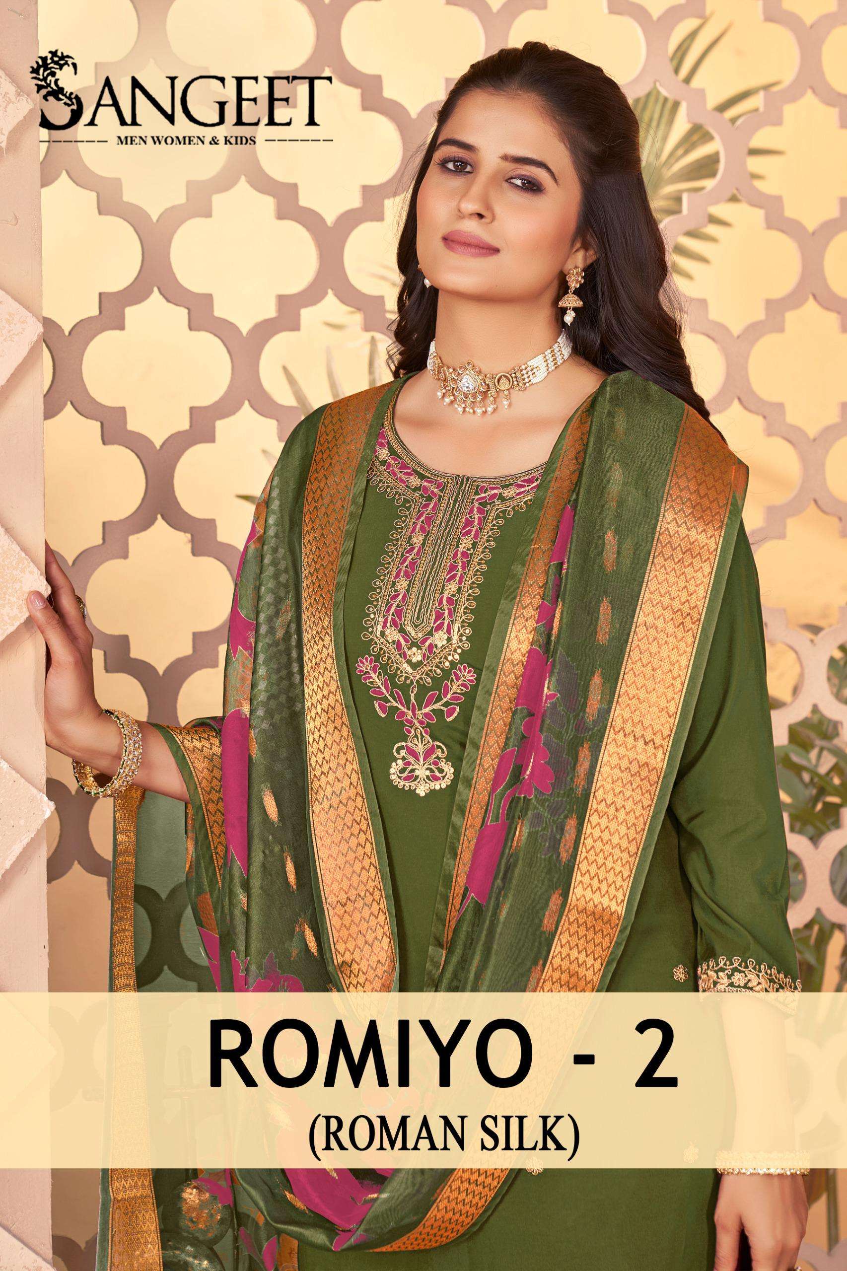 SANGEET ROMIYO VOL 2 SILK EMBROIDERIES WORK KURTI COMBO SET 