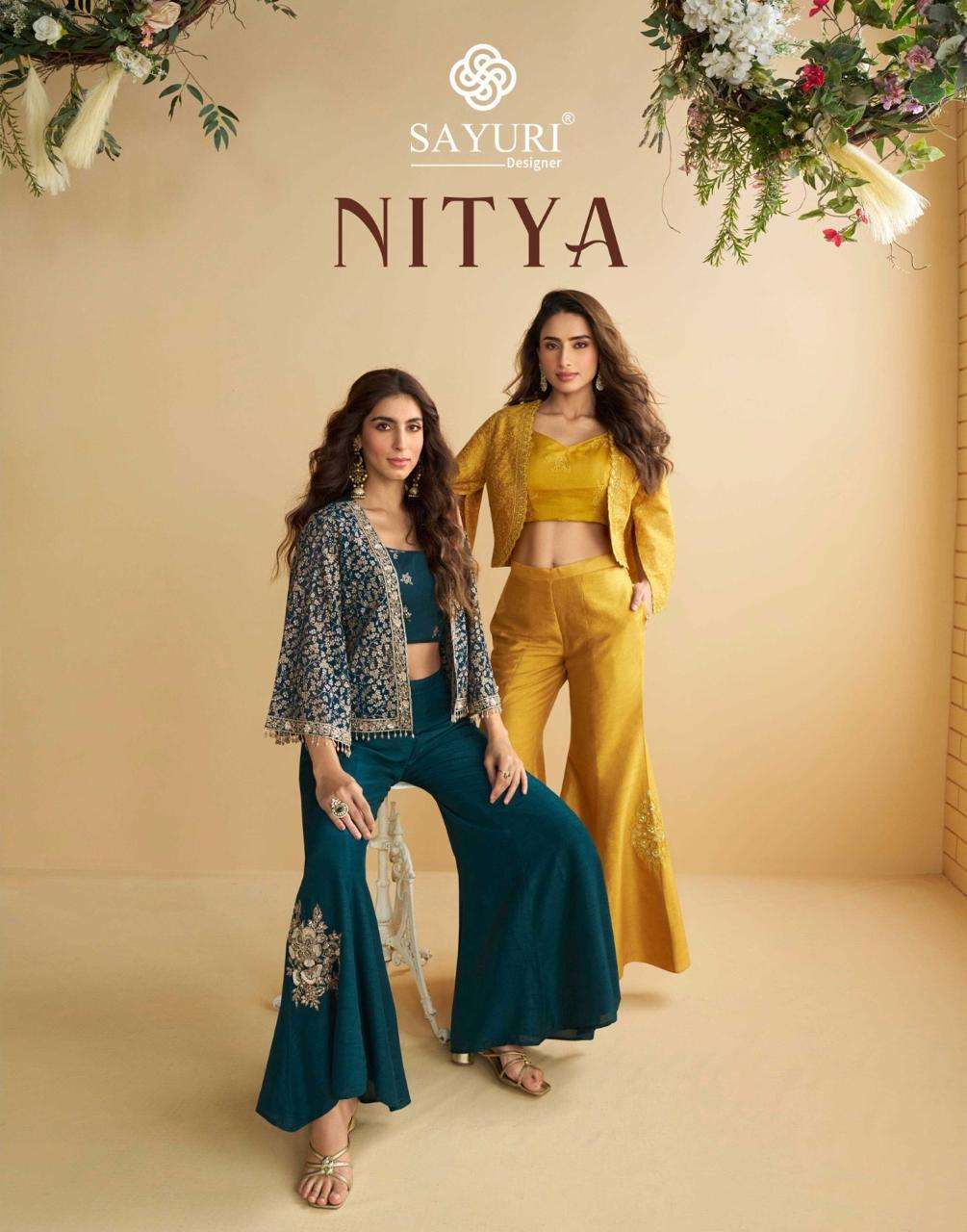 SAYURI DESIGNER NITYA GEROGETTE HEAVY DESIGNER PARTY WEAR LADIES CO-ORD SET