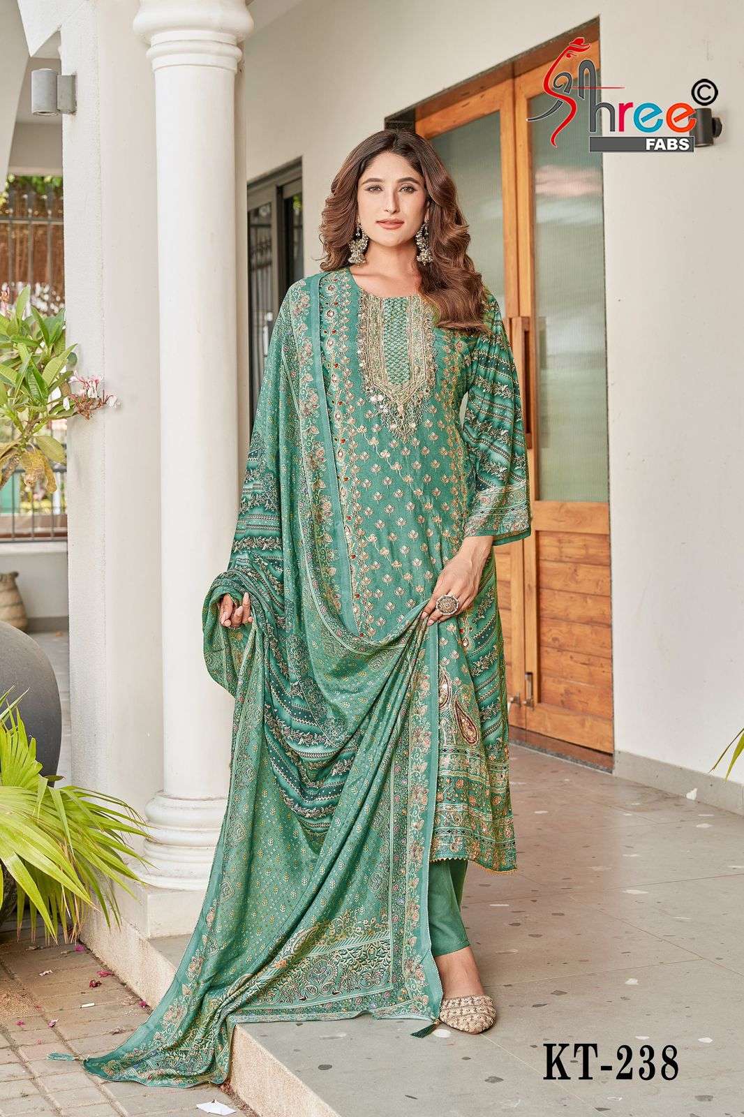 SHREE FABS KT 238 MUSLIN DIGITAL PRINT WITH HAND WORK DESIGNER SUIT