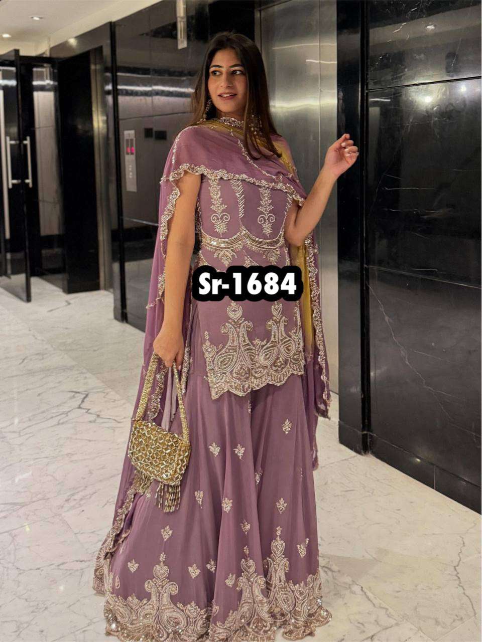 SR 1684 GEORGETTE PREETY LOOK DESIGNER PARTY WEAR LADIES SUIT