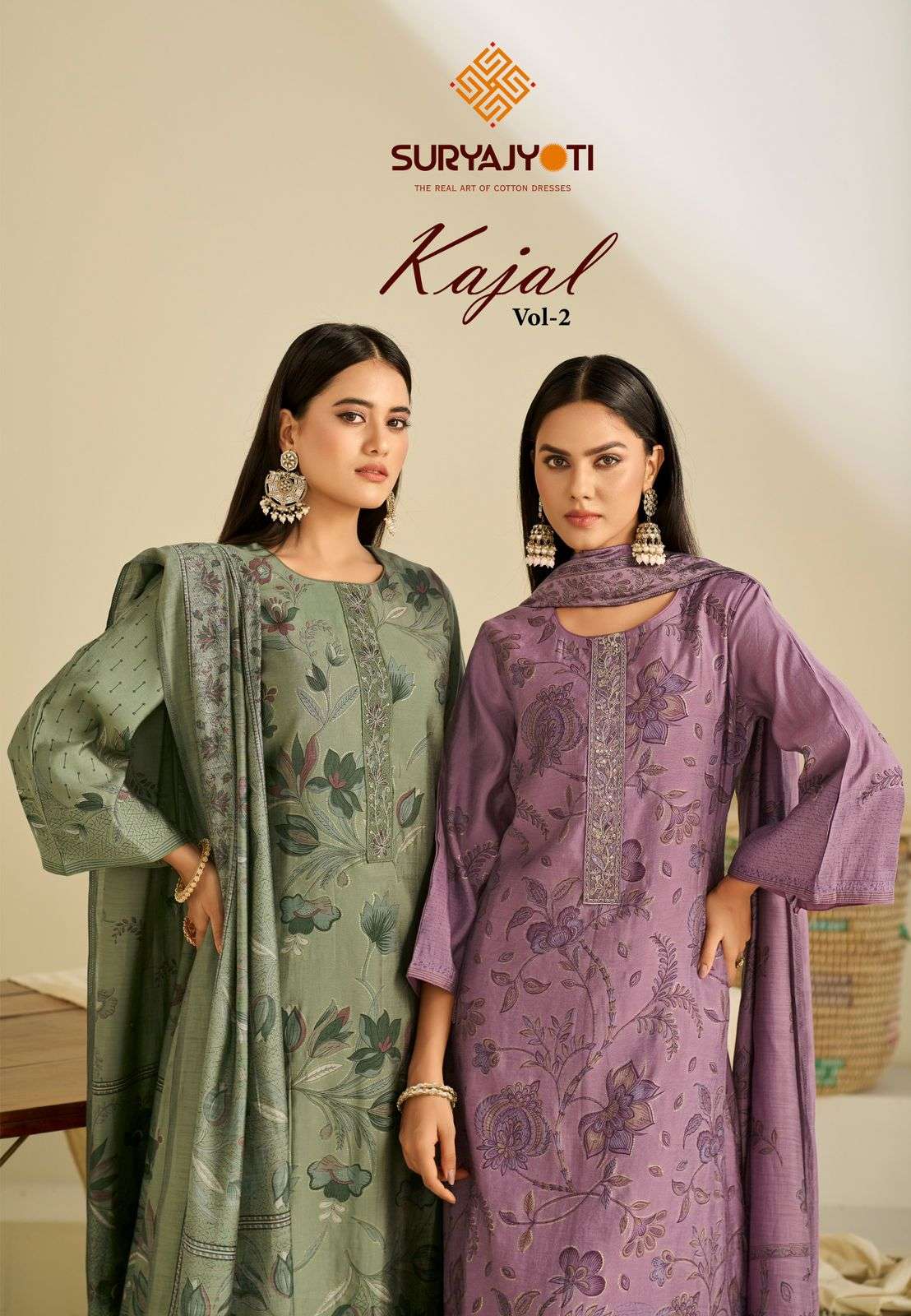  SURYAJYOTI KAJAL VOL 2 MODAL PRINT FABRIC FANCY WORKS LADIES SALWAR SUIT