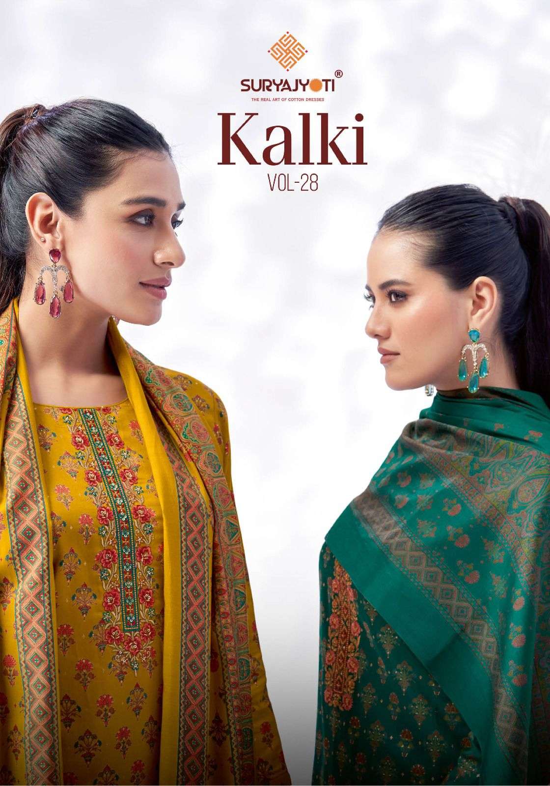 SURYAJYOTI KALKI VOL 27 JAM SATIN PRINT WITH FANCY WORK SUIT