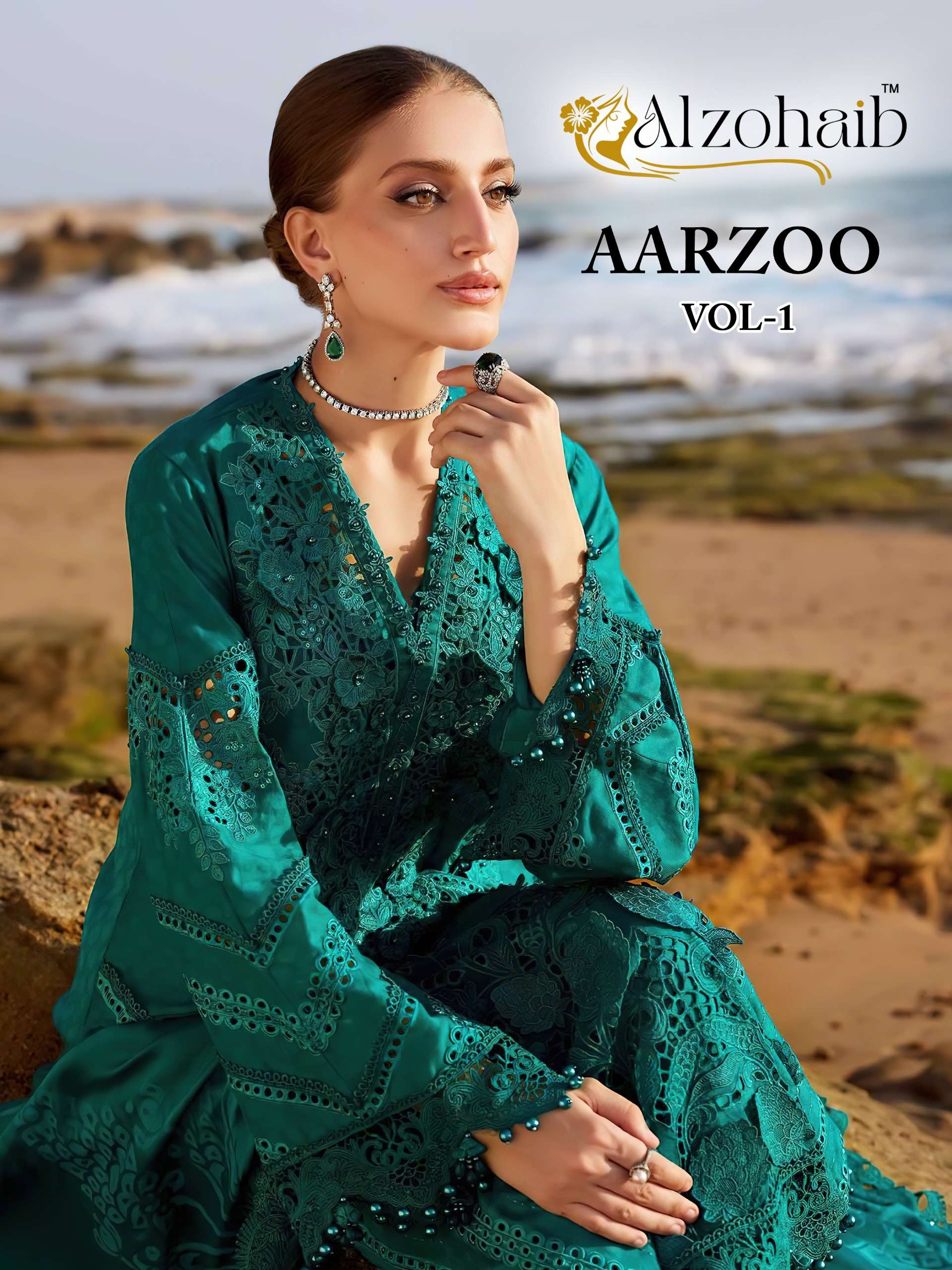 AL ZOHAIB AARZOO VOL 1 COTTON EMBROIDERY DESIGNER WORK PAKISTANI SUIT