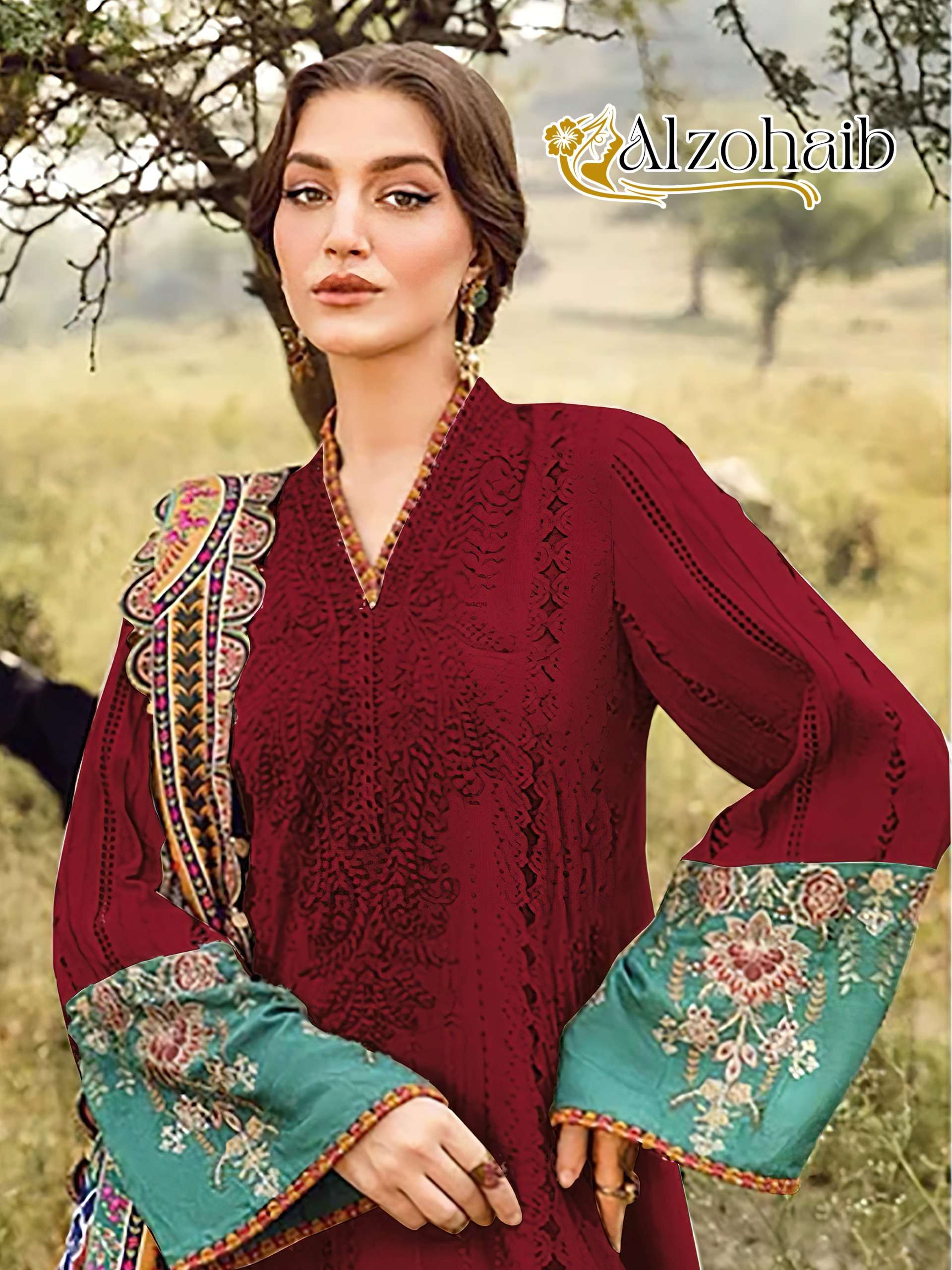 AL ZOHAIB AZ 1261 COTTON FANCY EMBROIDERY DESIGNER WORK SALWAR KAMEEZ 