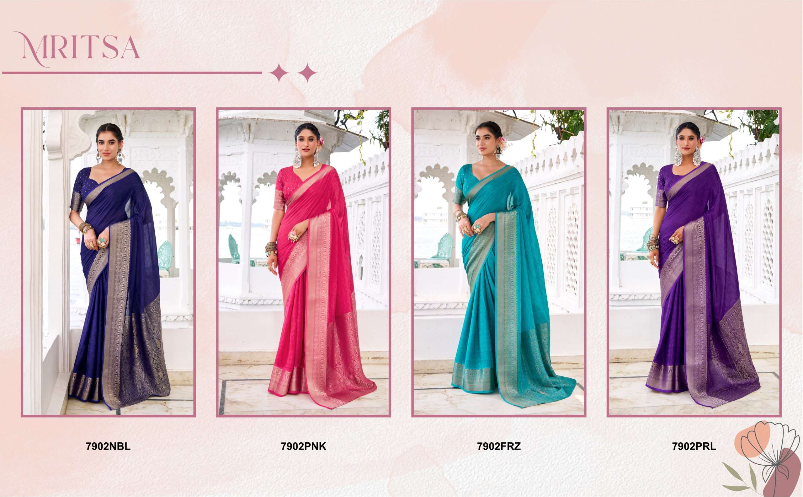 BANDHANI PALACE MRITSA 7902 CHINON SELF PRINTED ZARI WEAVING SAREE
