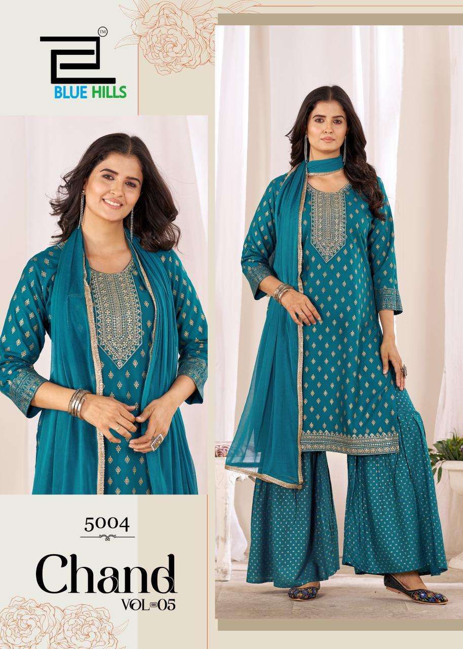 BLUE HILLS CHAND VOL 5 RAYON FOIL PRINT WITH WORK LADIES 3PCS SET 