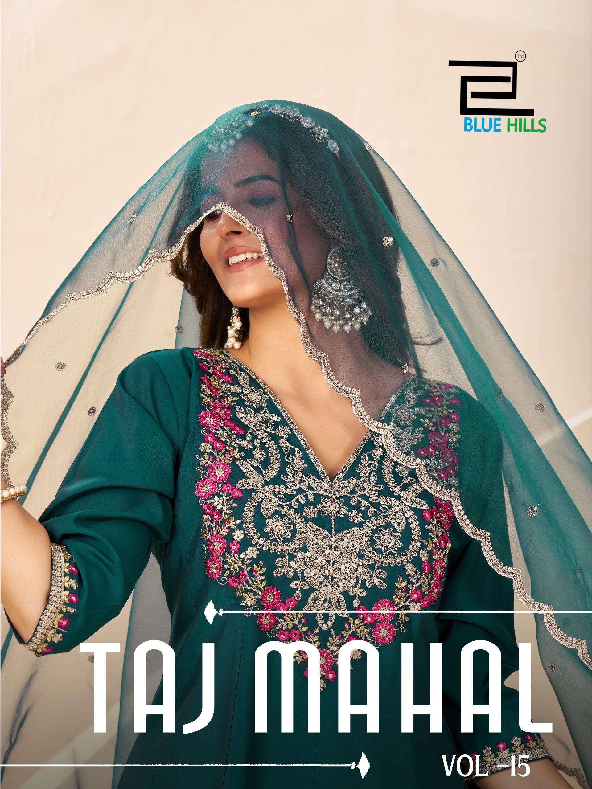 BLUE HILLS TAJ MAHAL VOL 15 SILK FANCY WORK 3PCS SET COLLECTION 
