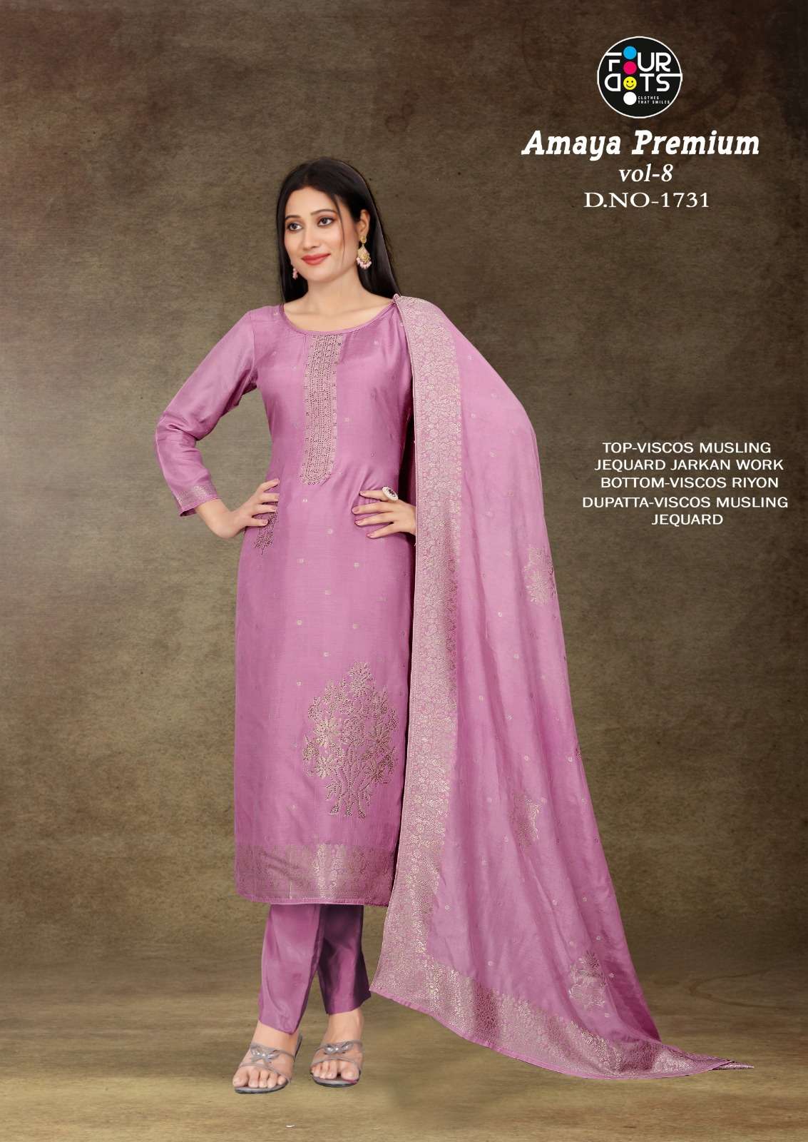 FOURDOTS AMAYA PREMIUM VOL 8 MUSLIN JACQUARD DESIGNER WORK SUIT