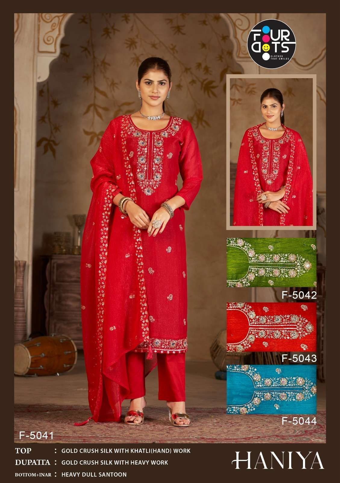 FOURDOTS HANIYA SILK WITH HEAVY DESIGNER WORK LADIES SUIT