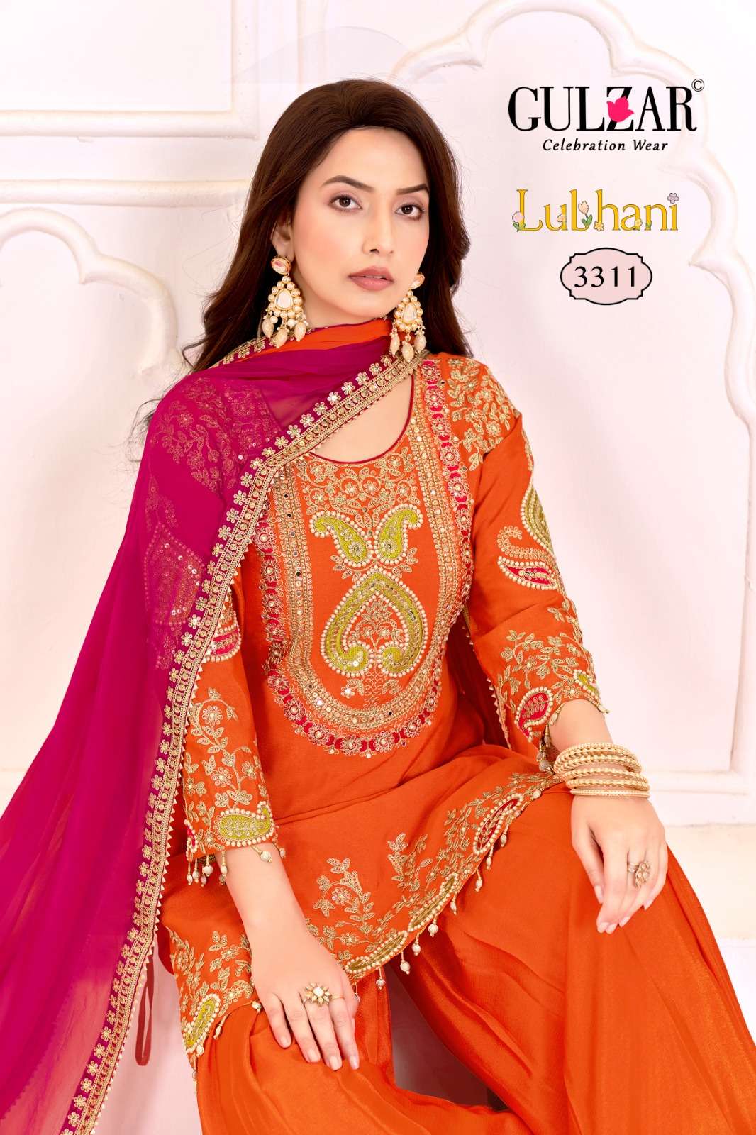 GULZAR LUBHANI CHINON HEAVY EMBROIDERY DESIGNER READY MADE LADIES SUIT