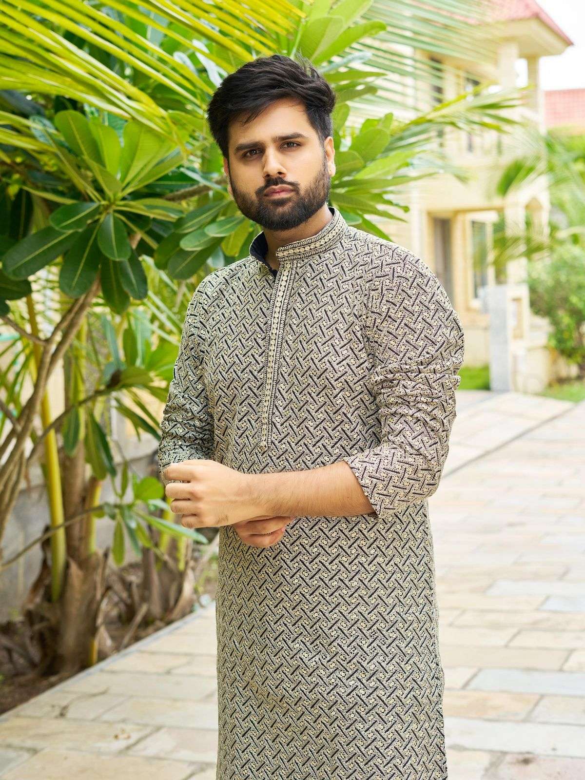 INLI RIWAAZ 2.0 RAYON FANCY SEQUENCE WORKS ETHNIC WEAR MENS KURTA WITH PYJAMA SET