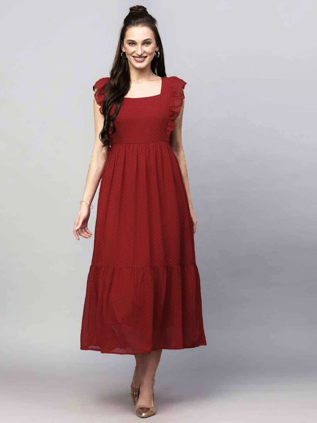 INLI TRENDY GEORGETTE BUTTI FABRIC FANCY LOOK LADIES GOWN