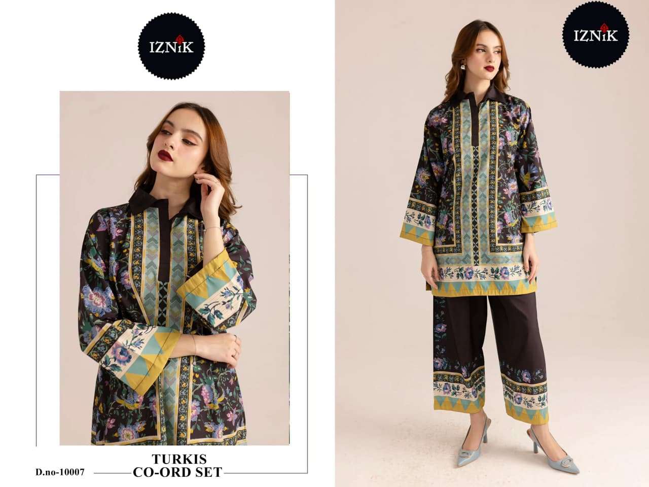 IZNIK TURKIS CO-ORD COLLECTION VOL 3 LAWN COTTON DIGITAL PRINT KURTI WITH BOTTOM PAIR 