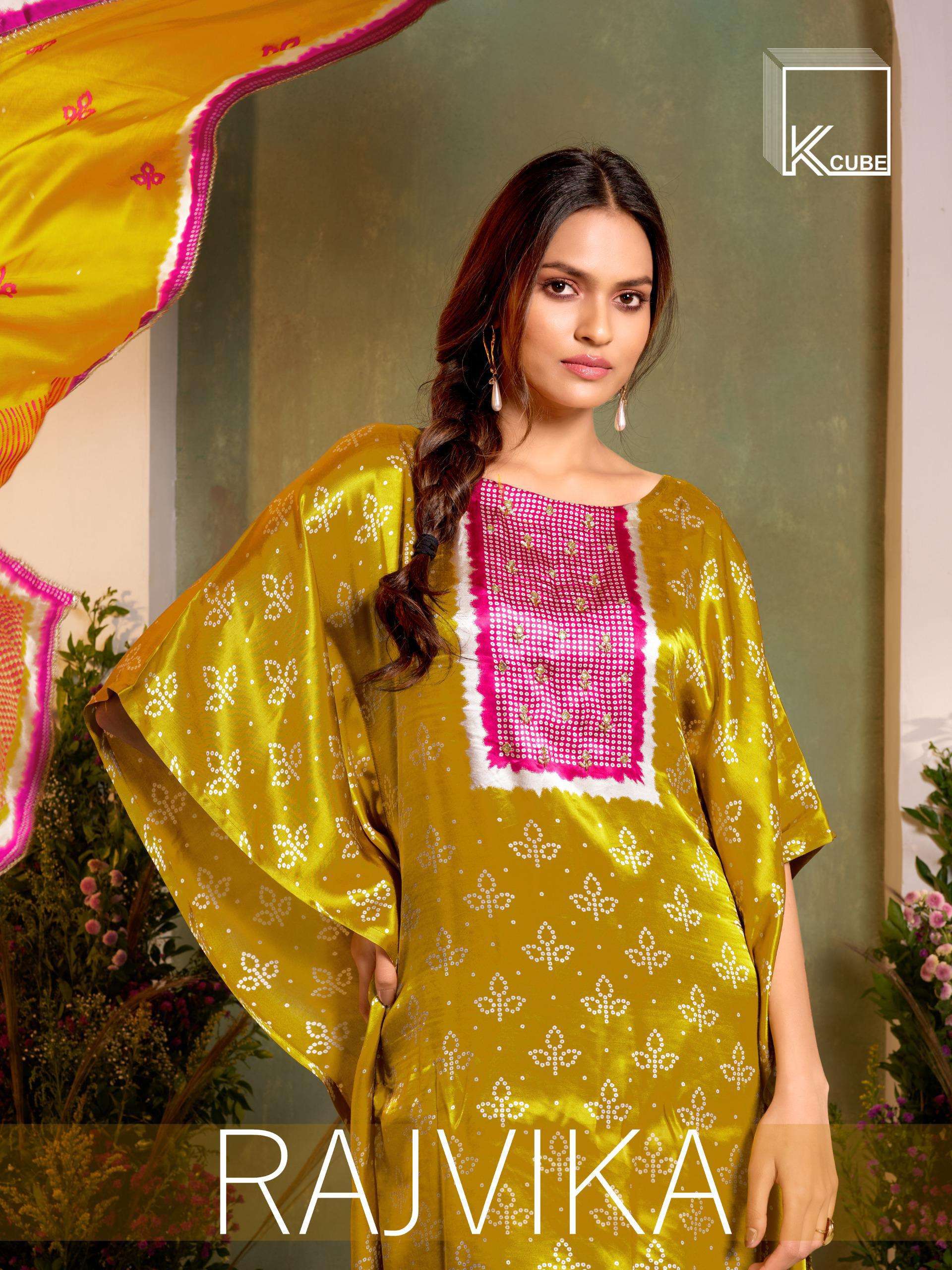 K CUBE RAJVIKA SILK PRINTED WITH HAND WORK DESIGNER SUIT