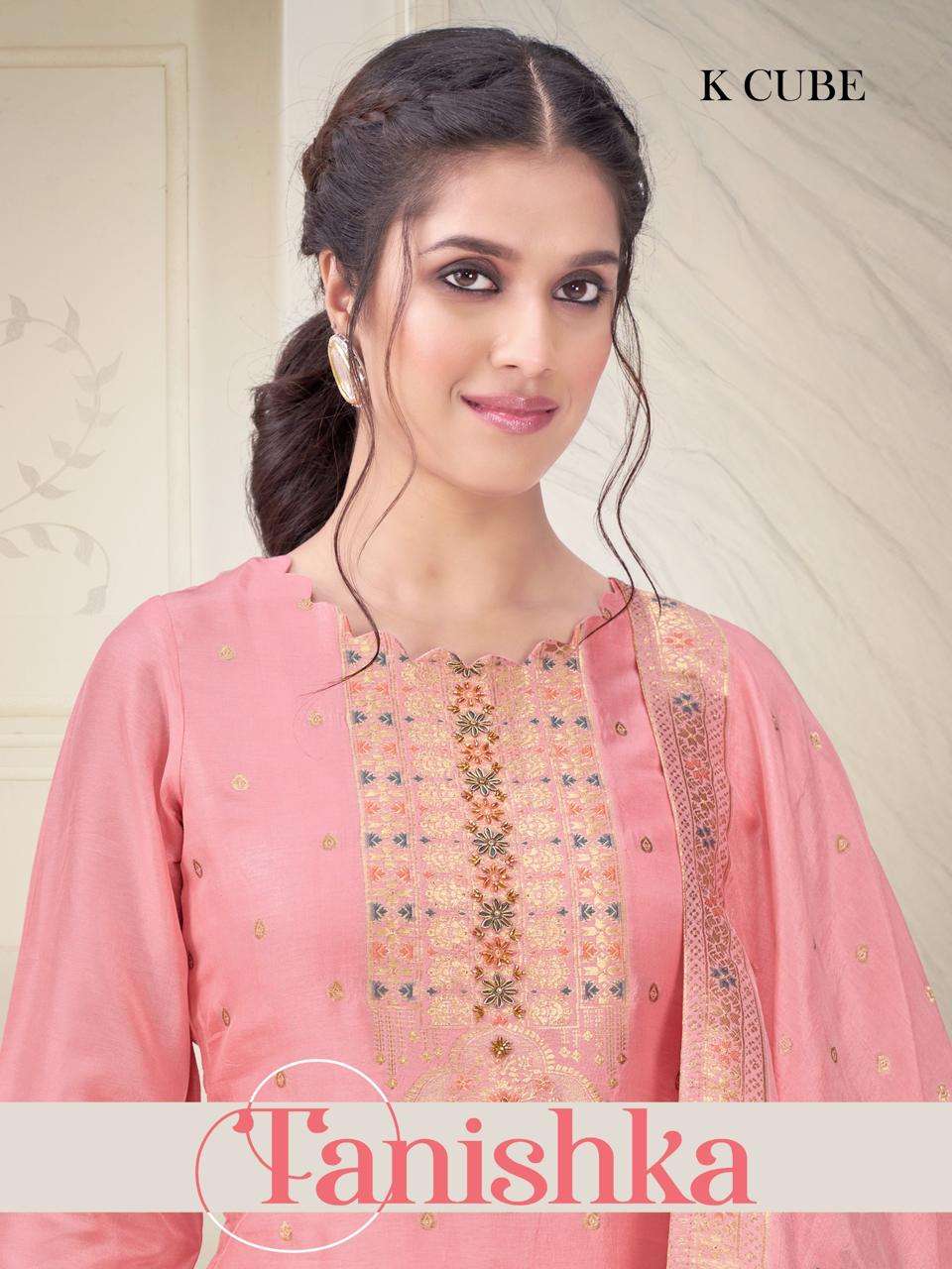 K CUBE TANISHKA SILK JACQUARD EMBROIDERY DESIGNER WORK LADIES SUIT