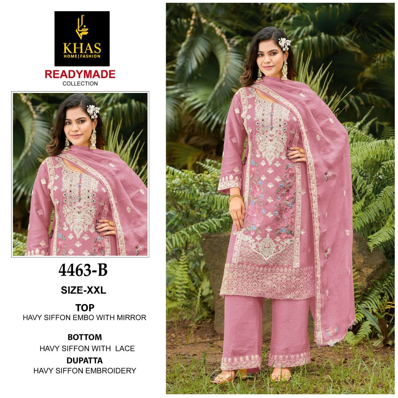 KHAS FASHION D NO 4463 HEAVY EMBROIDERY DESIGNER PAKISTANI SUIT