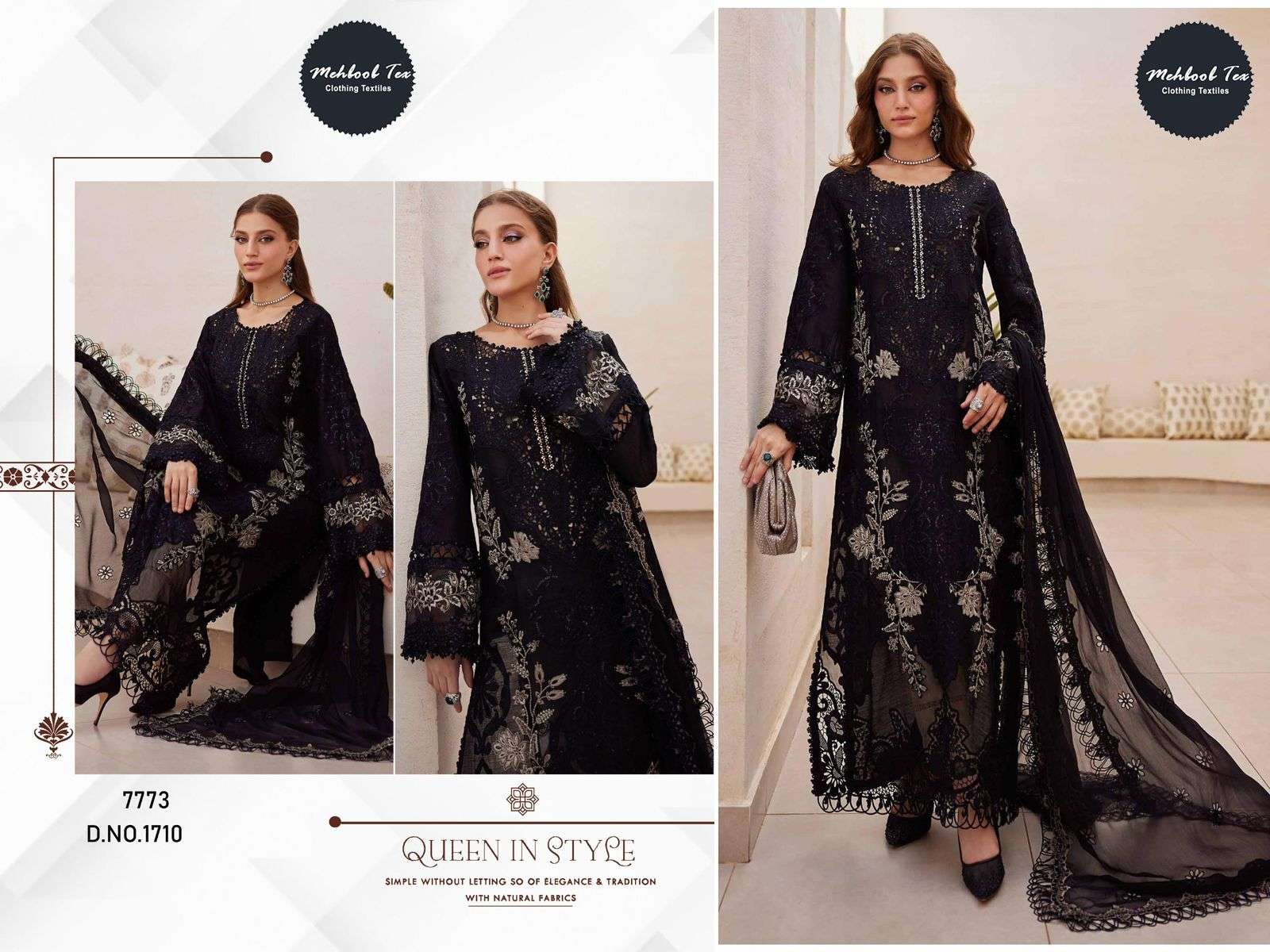 MEHBOOB TEX DESIGN NO - 1710 PURE COTTON HEAVY SELF EMBROIDERED PAKISTANI SALWAR SUIT 