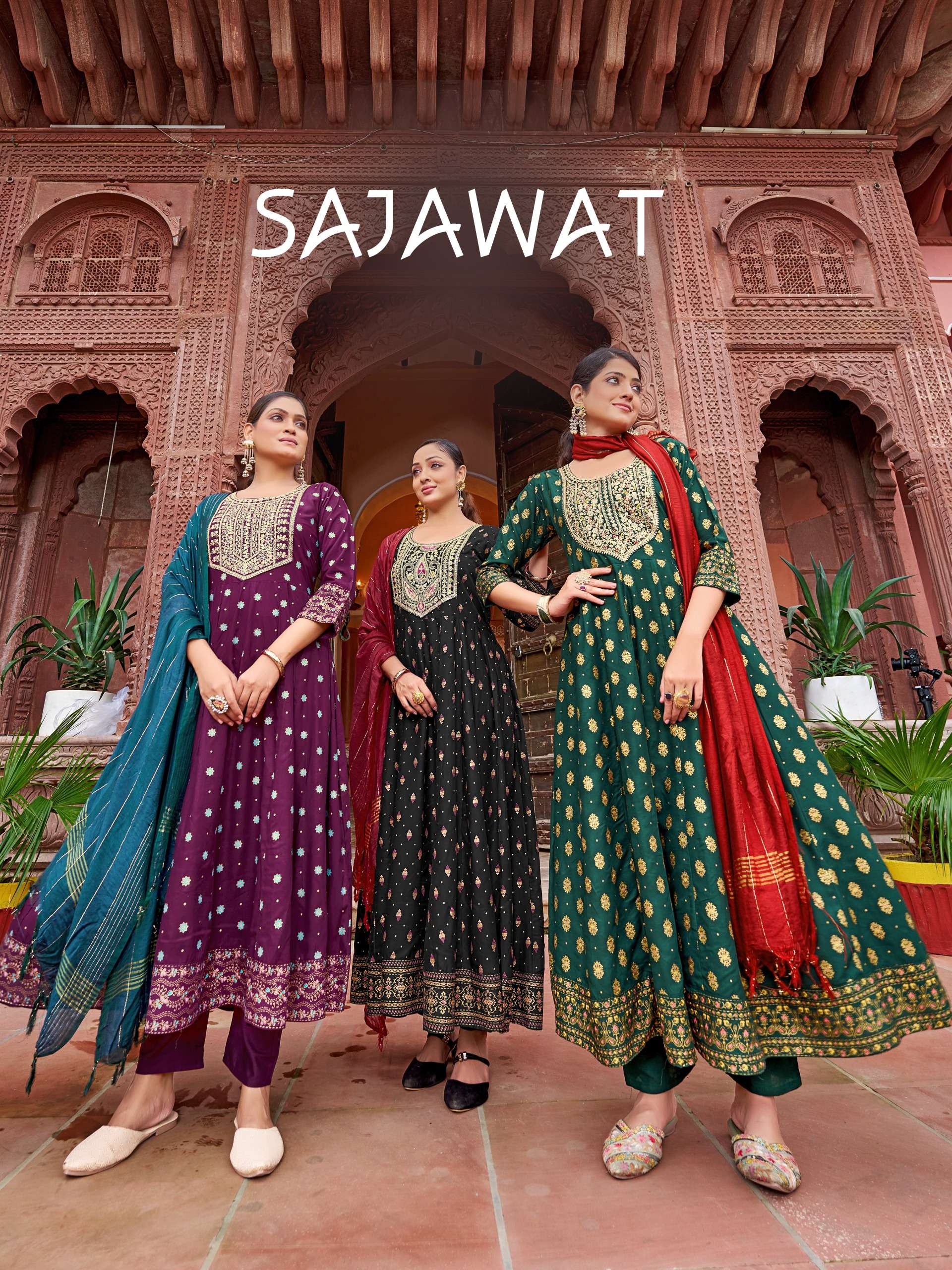 MUKESH  SAJAWAT RAYON DESIGNER FANCY ANARKALI GOWN STYLE LADIES SUIT