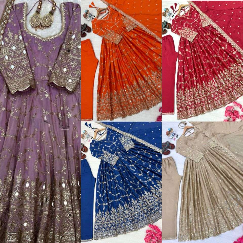 PD 1097 SILK HEAVY SEQUENCE DESIGNER READY MADE PARTY WEAR GOWN SUIT