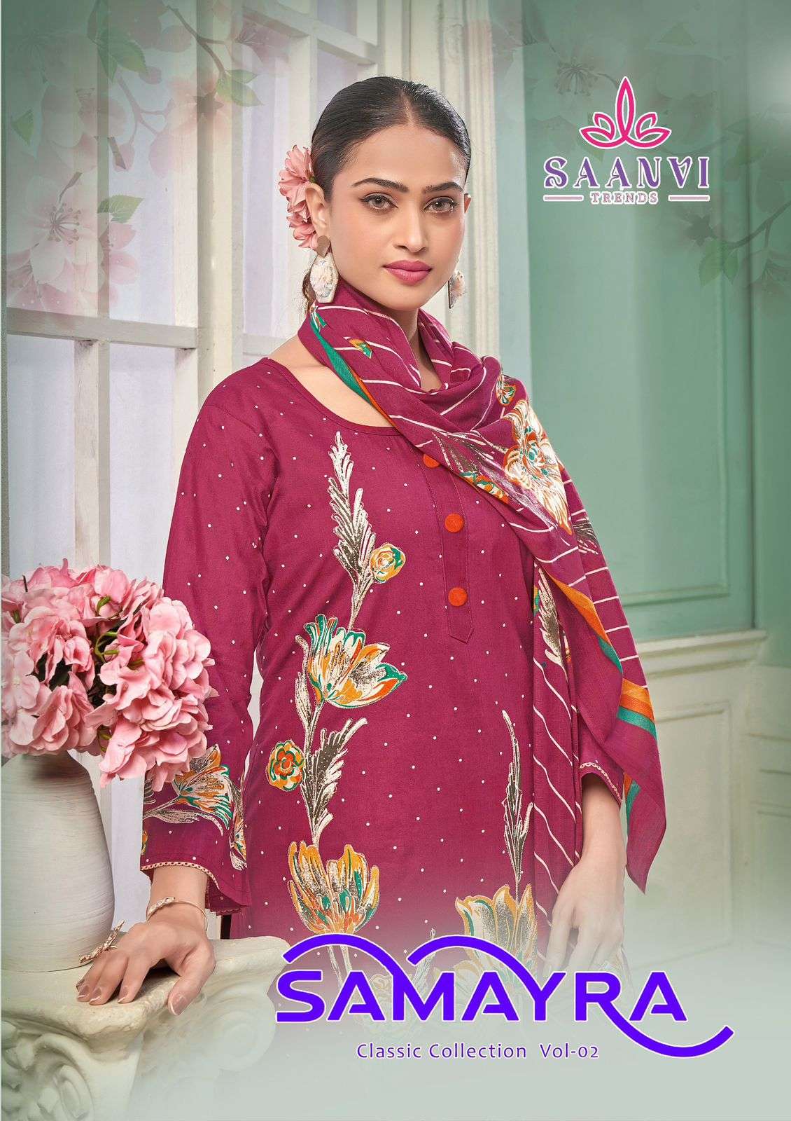SAANVI TRENDS SAMAYRA VOL 2 COTTON PRINTED WITH WORK SUIT