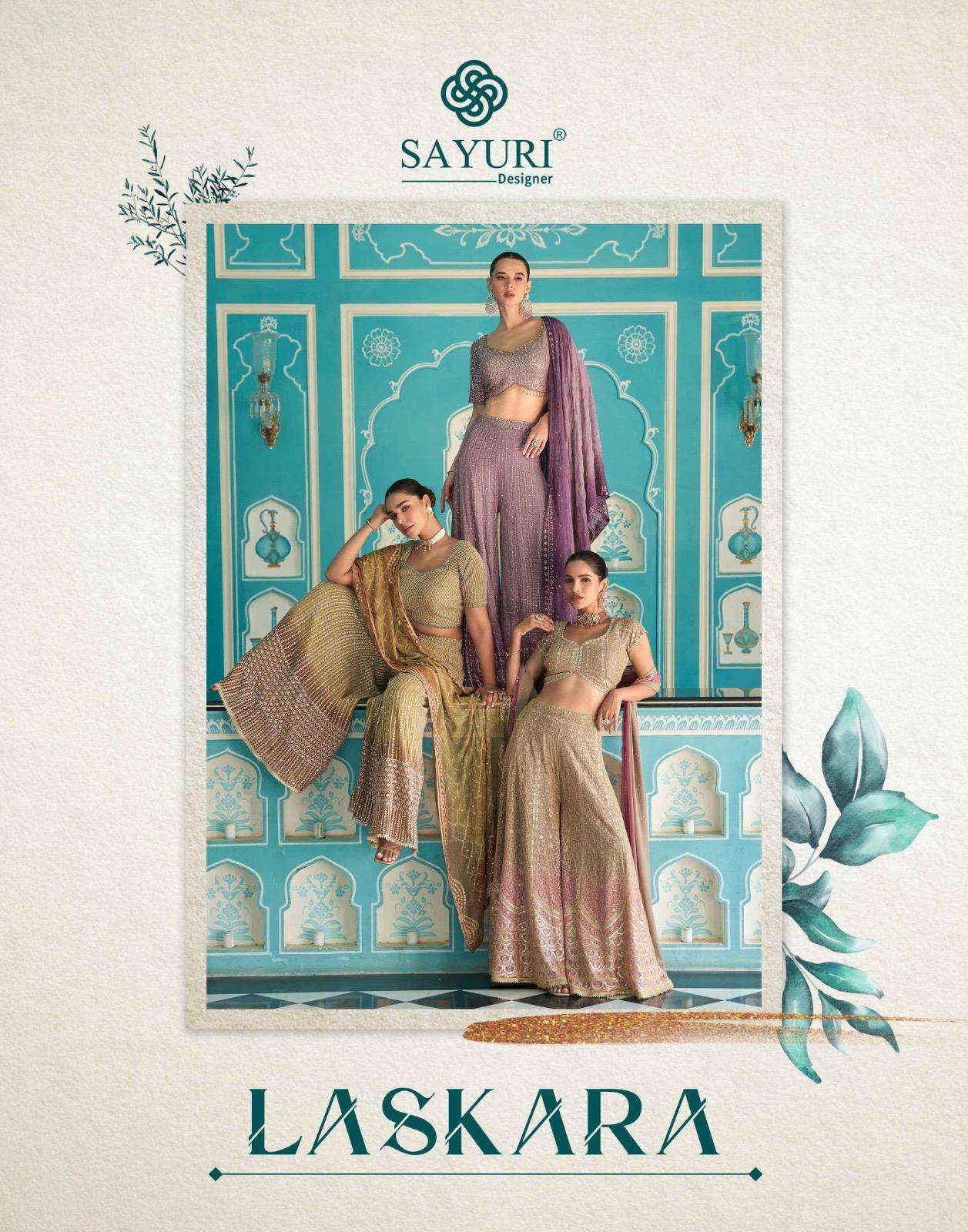 SAYURI DESIGNER LASKARA GEORGETTE HEAVY DESIGNER WEDDING WEAR LADIES SUIT